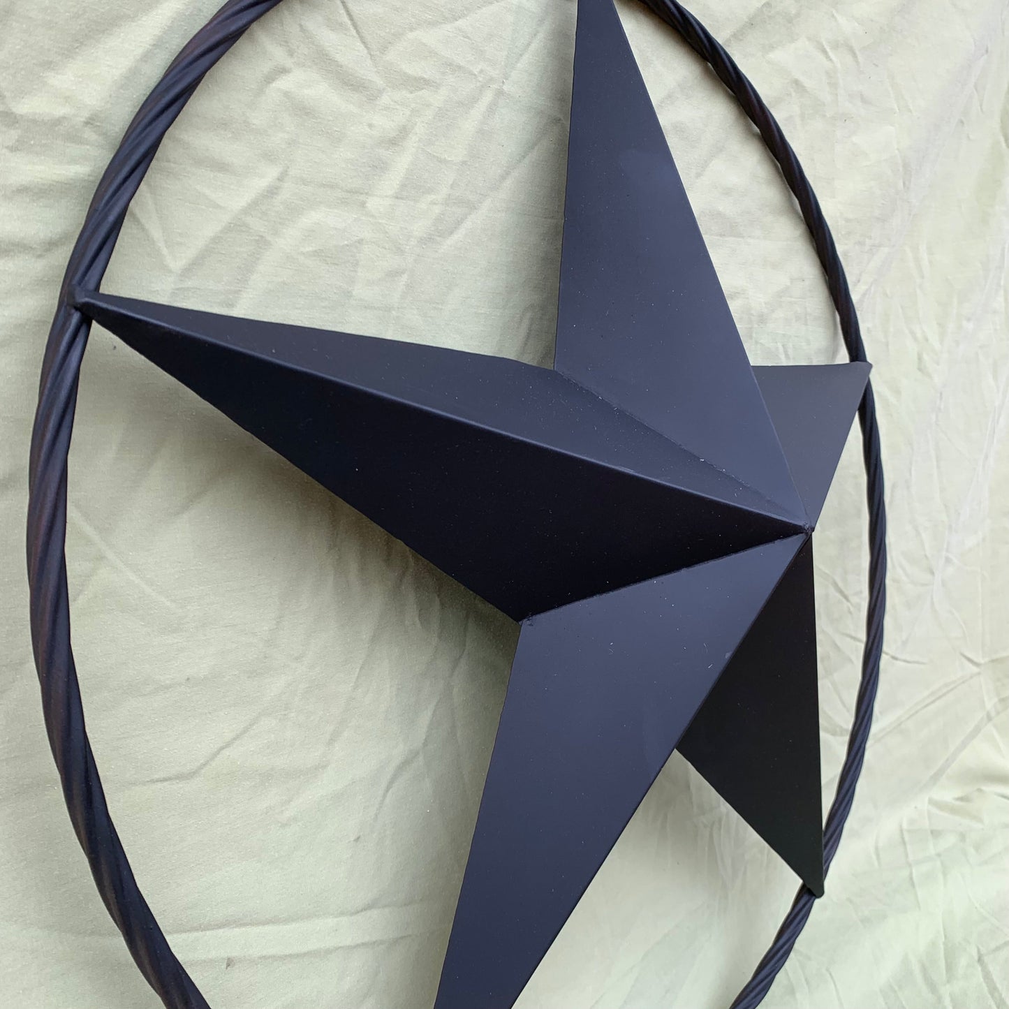 RUSTIC BLACK BARN STAR 3d TWISTED ROPE RING WESTERN HOME DECOR HANDMADE NEW 3" TO 72"-#EH10608