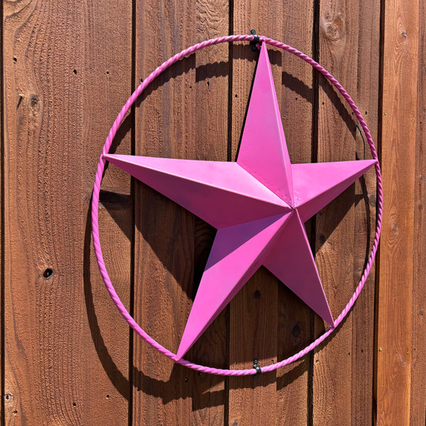 PINK STAR BARN METAL LONE STAR TWISTED ROPE RING WESTERN HOME DECOR HANDMADE 12",24",36"