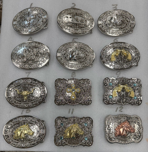 HORSE BELT BUCKLE MULTI STYLE  WESTERN METAL BUCKLE FASHION ART 4.5" X 3.5" #WS