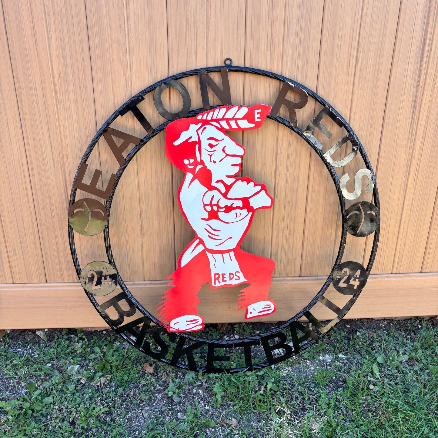 EATON REDS CUSTOM METAL VINTAGE CRAFT SIGN TEAM RED WHITE HANDMADE TO ORDER