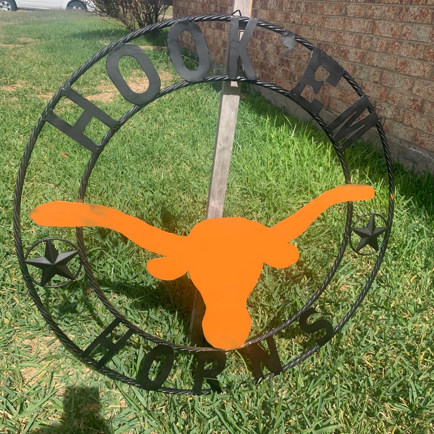 HOOKEM HORNS WITH LONE STAR TEXAS LONGHORNS HOOK EM METAL CUSTOM VINTAGE CRAFT WALL ART TEAM SIGN HANDMADE