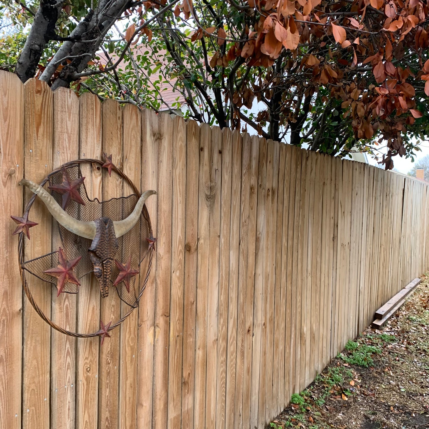 24" LONGHORNS & STARS METAL WALL ART SCULPTURE WESTERN HOME DECOR HANDMADE NEW