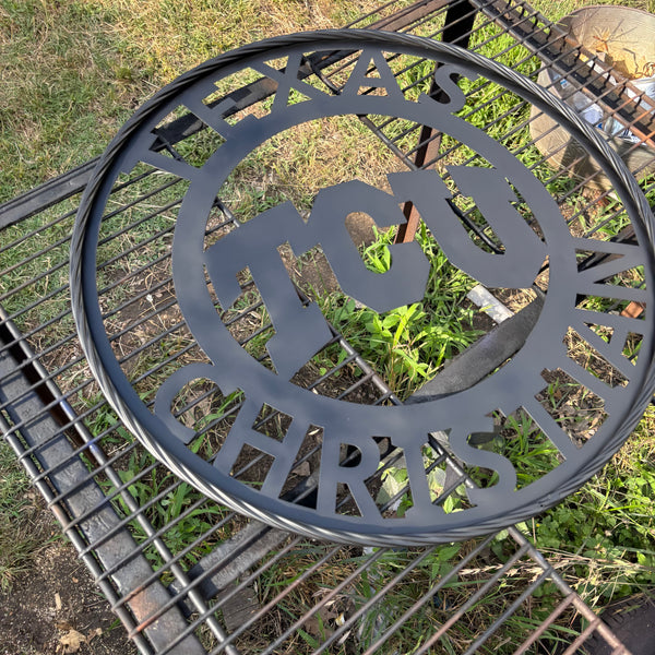 TCU TEXAS CHRISTIAN CUSTOM BLACK METAL VINTAGE CRAFT TEAM SIGN HANDMADE