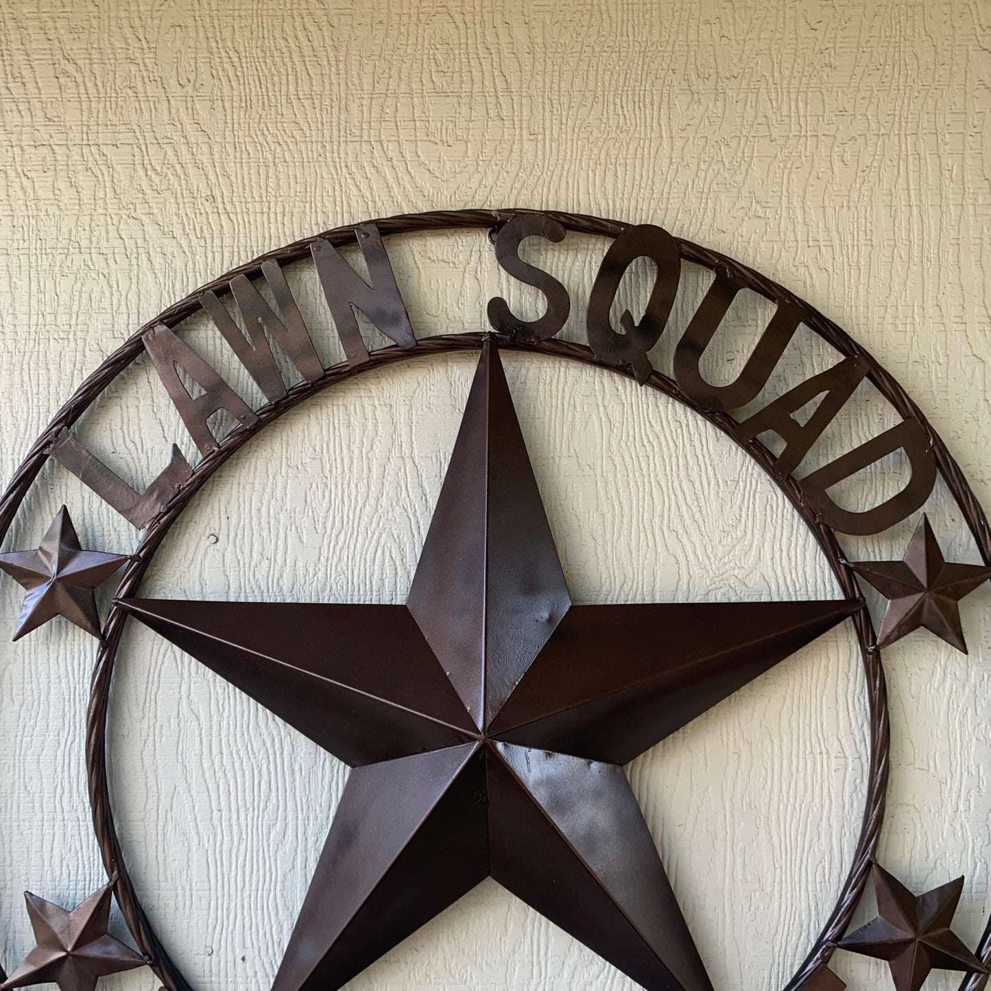 LAWN SQUAD STYLE CUSTOM BARN STAR NAME YOUR CUSTOM NAME STAR METAL NAME BARN STAR WITH TWISTED ROPE RING DESIGN METAL WALL 3d STAR ART WESTERN HOME DECOR RUSTIC BRONZE NEW