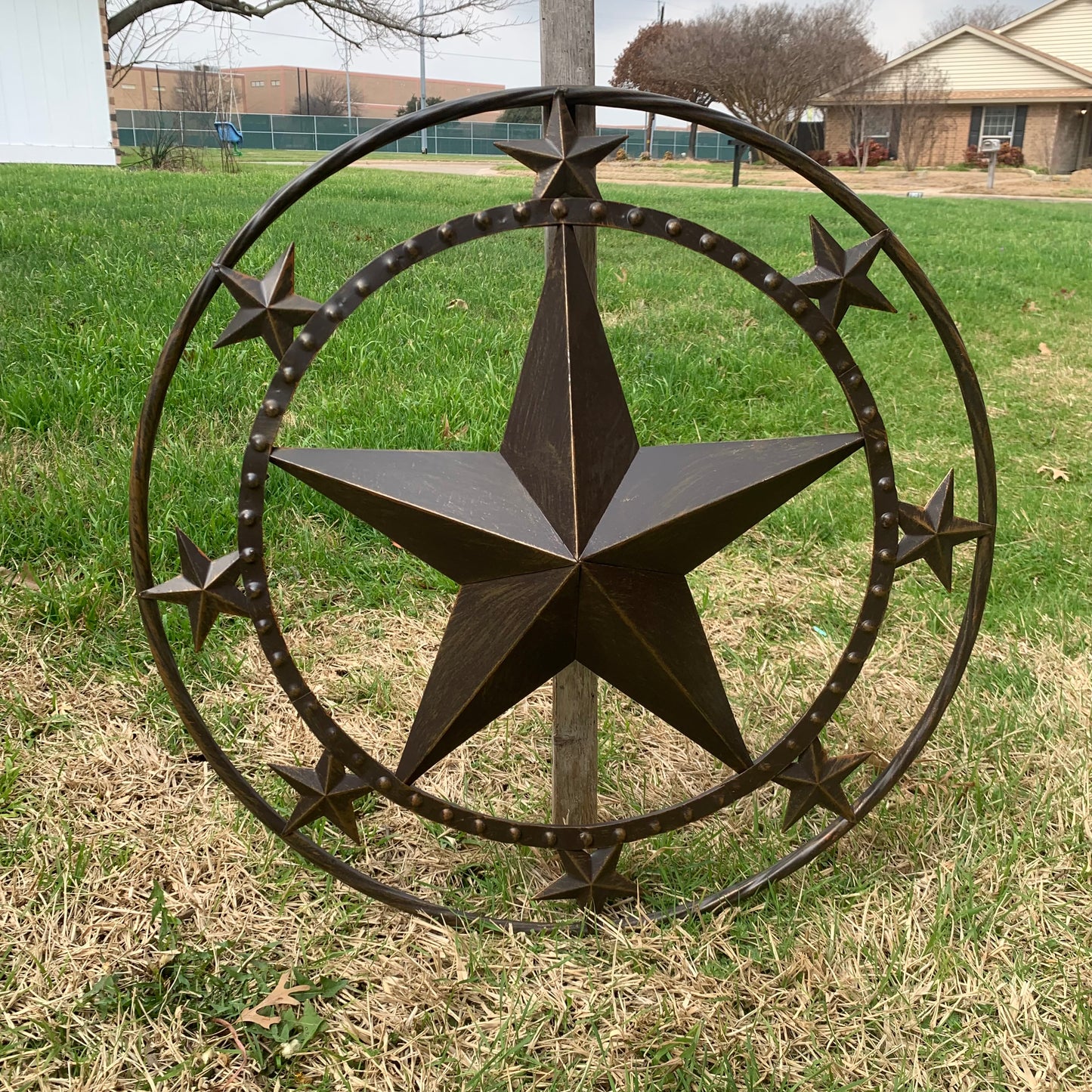 24" MULTI STAR BEADED COLIBROX BARN STAR METAL LONESTAR WESTERN HOME DECOR HANDMADE RUSTIC DARK BRONZE NEW