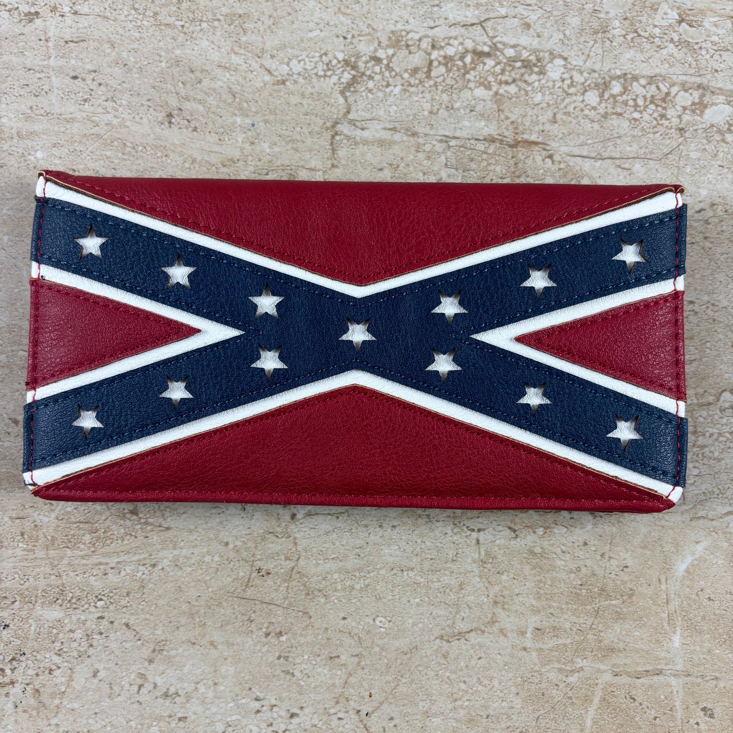 REBEL FLAG WALLET CHECK BOOK LEATHER WALLET WESTERN FASHION HANDMADE NEW #EH13318
