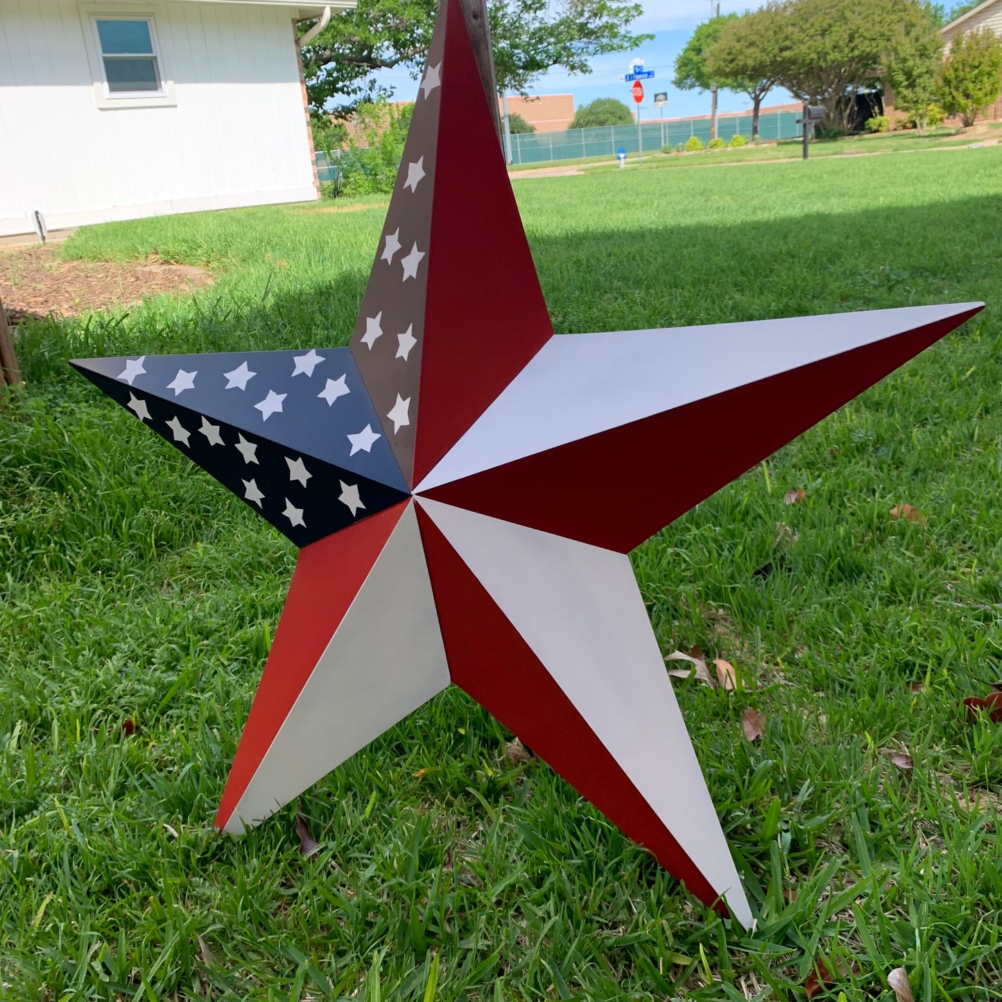USA FLAG STAR STYLE# 5 RED WHITE & BLUE AMERICANA METAL BARN STAR WALL ART HANDMADE TO ORDER NEW #EH13380