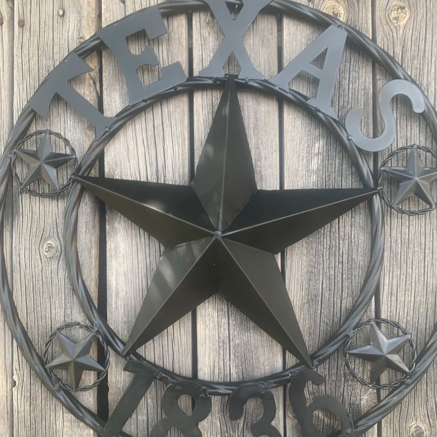 TEXAS 1836 BLACK BARN STAR METAL LONESTAR WESTERN HOME DECOR HANDMADE NEW 16",24",36",50"