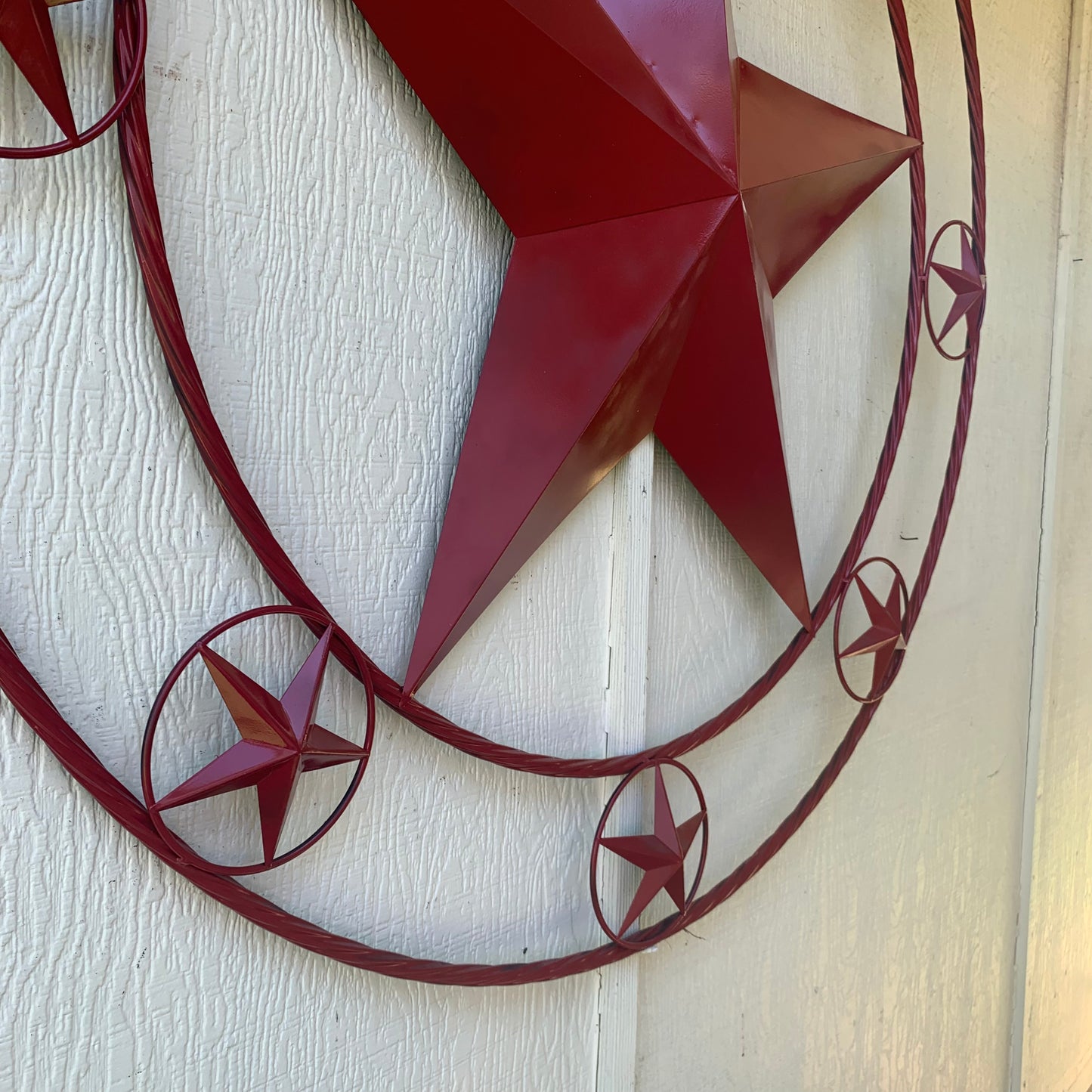 KENT STYLE YOUR CUSTOM STAR METAL NAME RUSTIC BURGUNDY RED CUSTOM 3d STAR METAL NAME BARN STAR TWISTED ROPE RING DESIGN METAL WALL ART HOME DECOR ANY SIZE