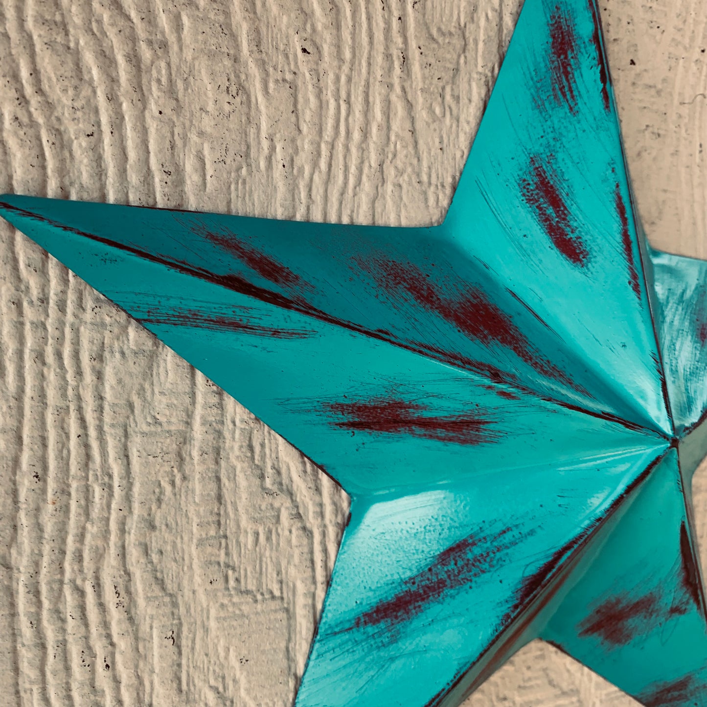 TURQUOISE DISTRESSED TWO TONE BARN STAR METAL ART WESTERN HOME DECOR HANDMADE NEW