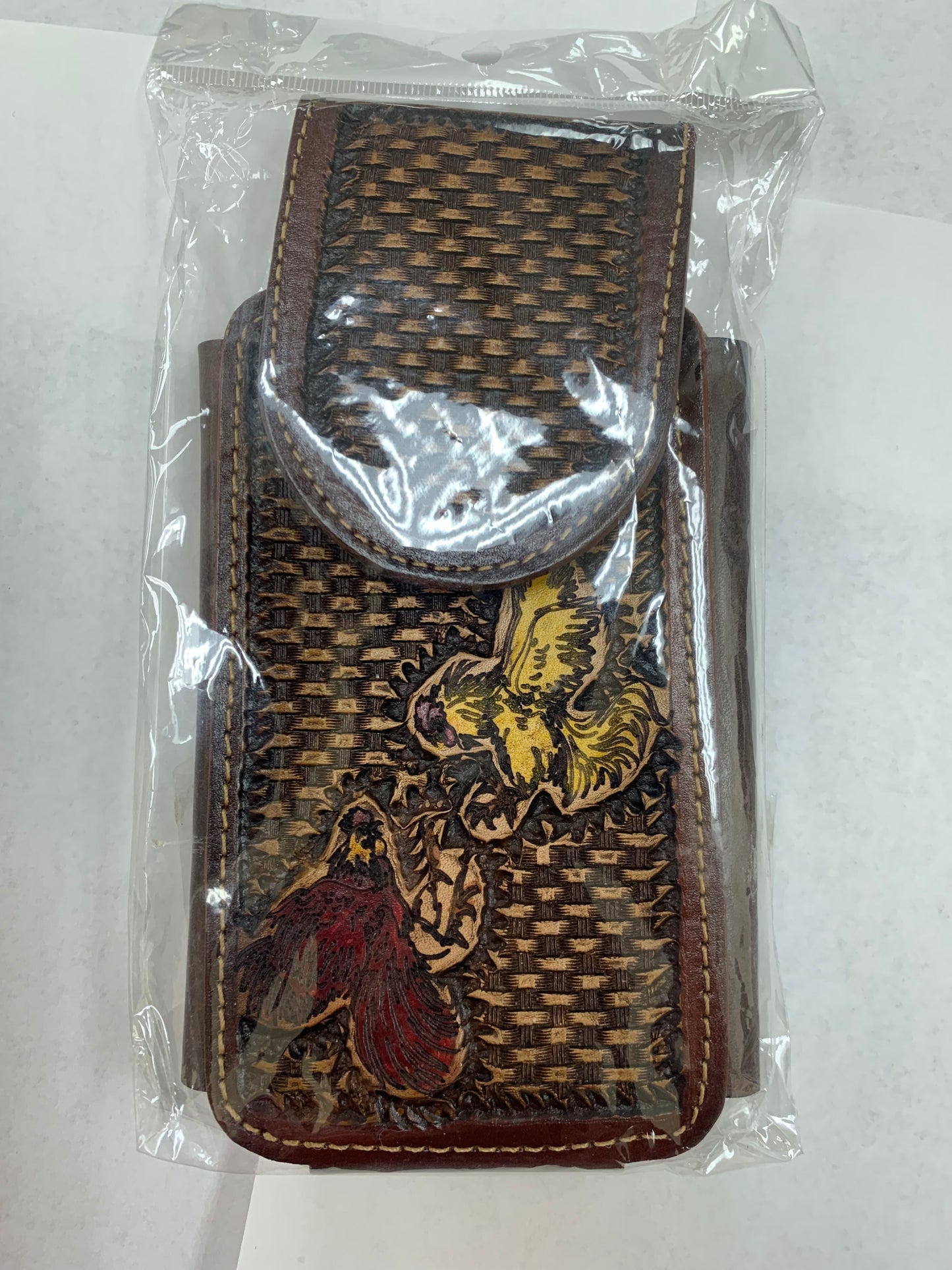 EAGLE 7" LEATHER HOLSTER POUCH EXTRA LARGE BELT LOOP CELL PHONE CASE UNIVERSAL OVERSIZE WESTERN LEATHER ART HANDMADE NEW #EH11709