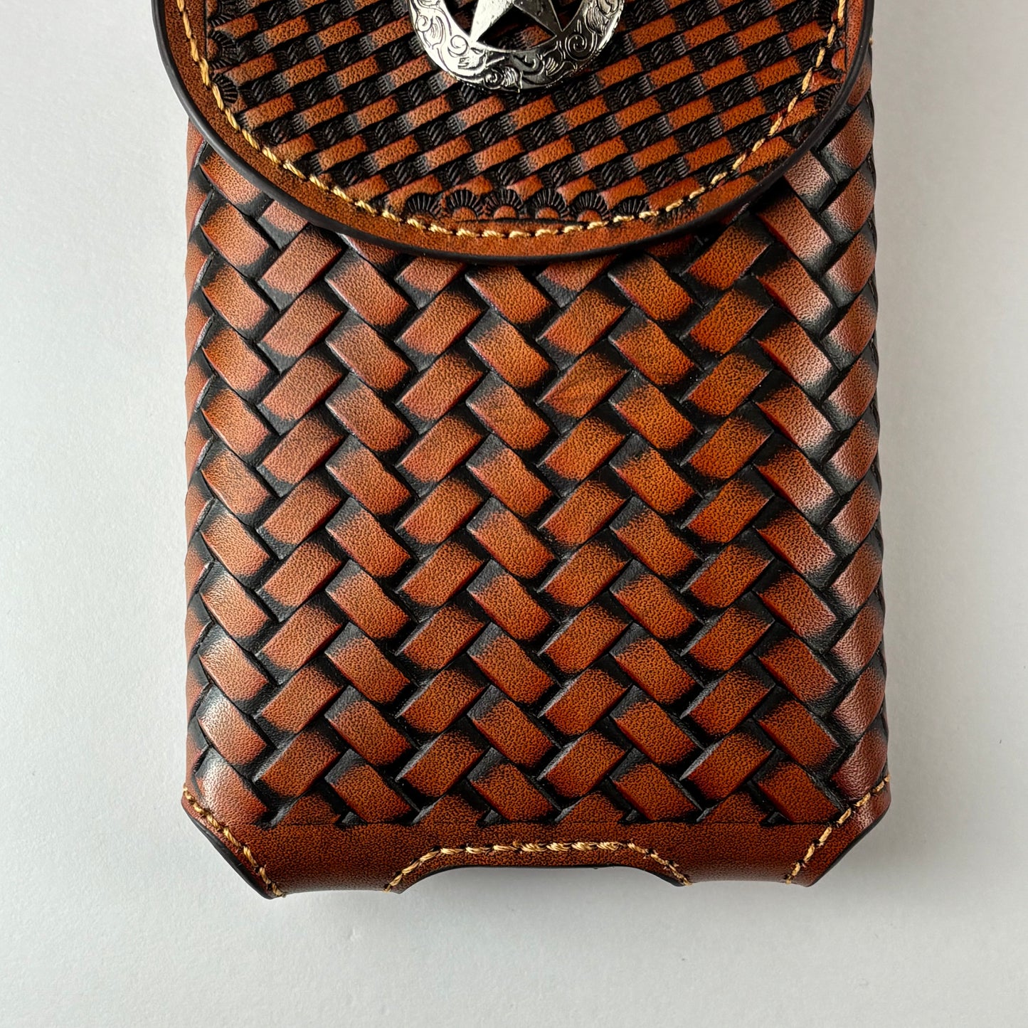 7" LONE STAR LEATHER HOLSTER TAN BROWN STAR POUCH EXTRA LARGE  BELT LOOP CELL PHONE CASE UNIVERSAL OVERSIZE #EH12702