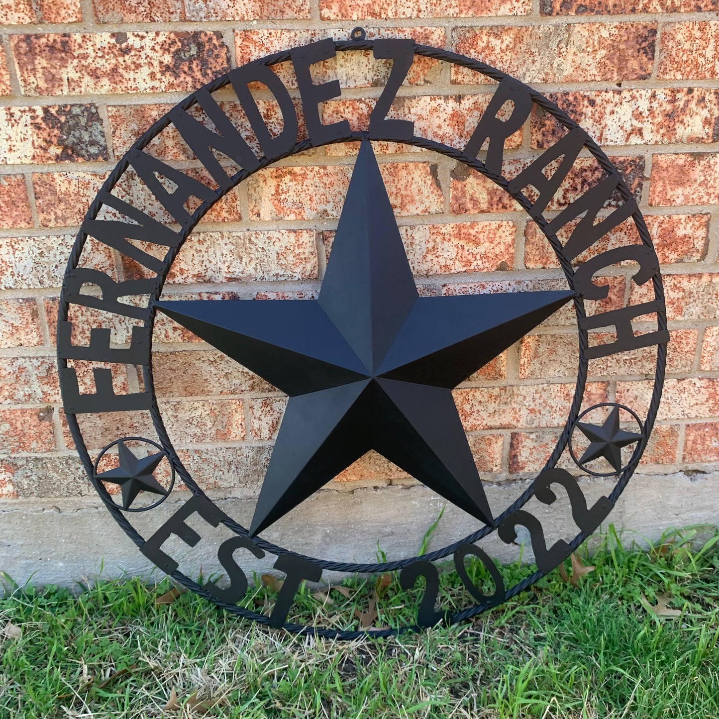 FERNANDEZ RANCH STYLE YOUR CUSTOM NAME STAR BARN STAR METAL LONE STAR WESTERN HOME DECOR RUSTIC BLACK HANDMADE 24",32",36",50"