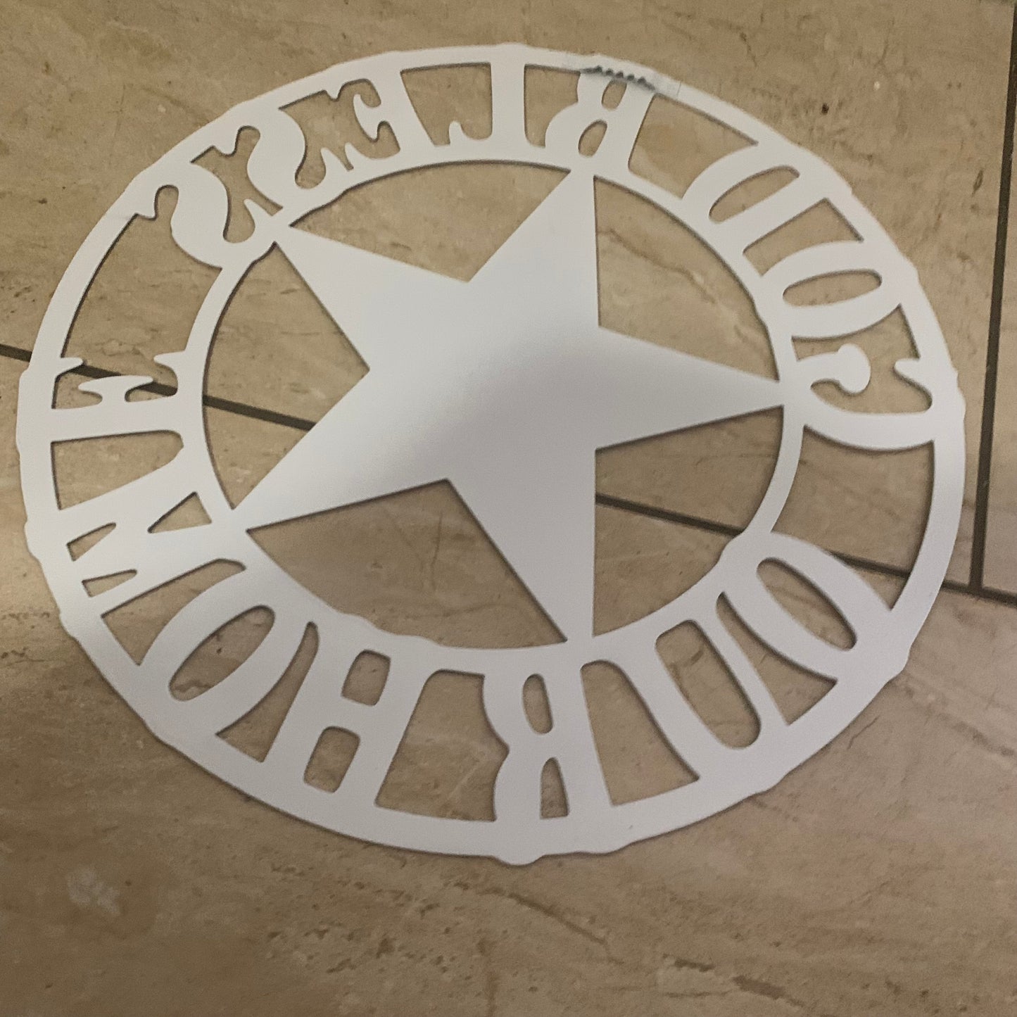 12" GOD BLESS OUR HOME METAL FLAT 2D  STAR SIGN LASERCUT ART WESTERN HOME DECOR HANDMADE NEW #EH11364