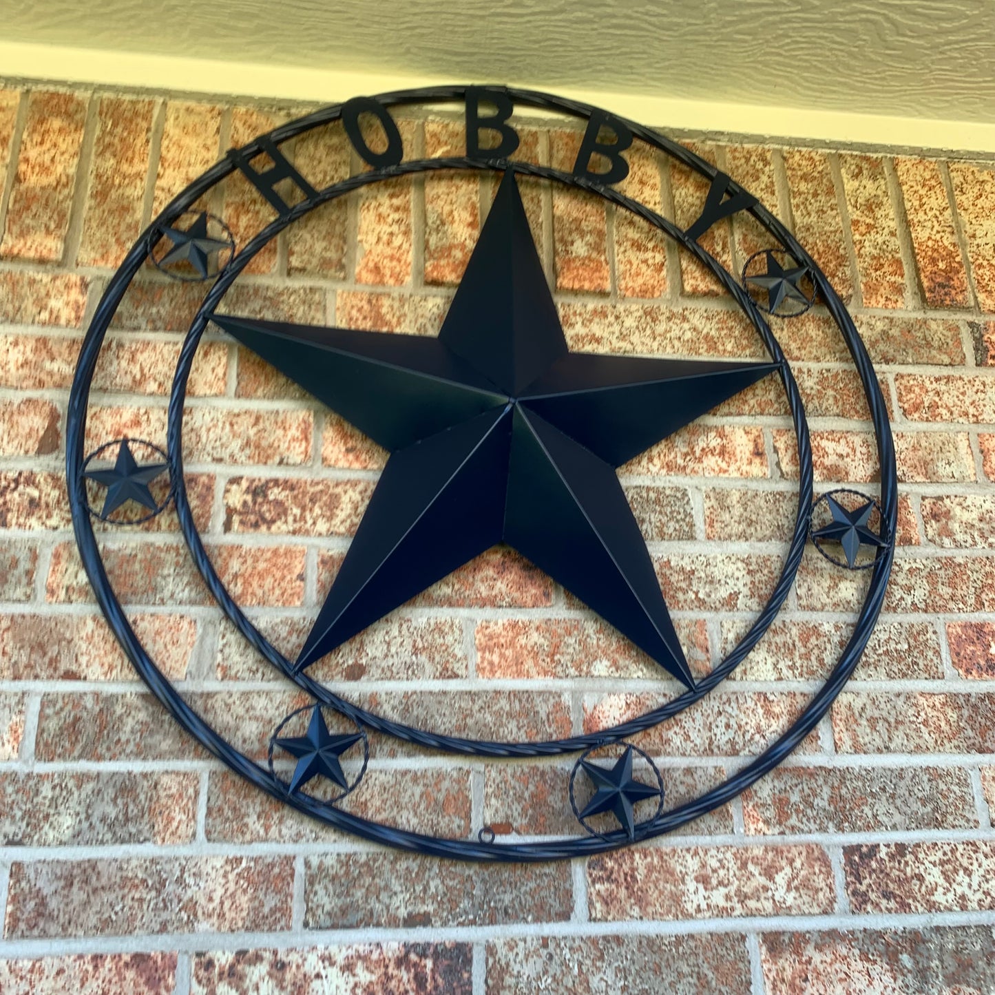 HOBBY STYLE CUSTOM NAME STAR BARN METAL STAR 3d TWISTED ROPE RING WESTERN HOME DECOR RUSTIC NAVY BLUE HANDMADE 24",32",36",50"