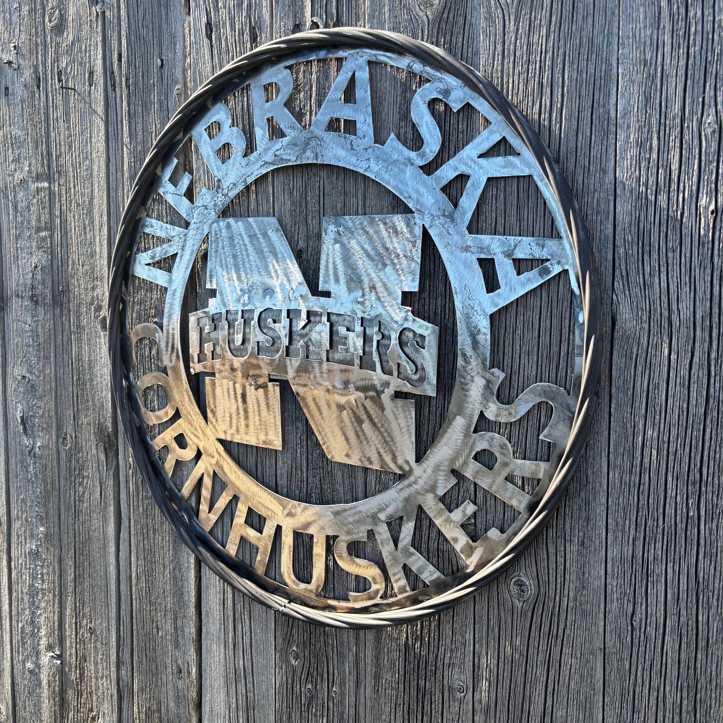 12", 18", 24", 32" NEBRASKA HUSKERS RAW METAL CUSTOM VINTAGE CRAFT TEAM SIGN