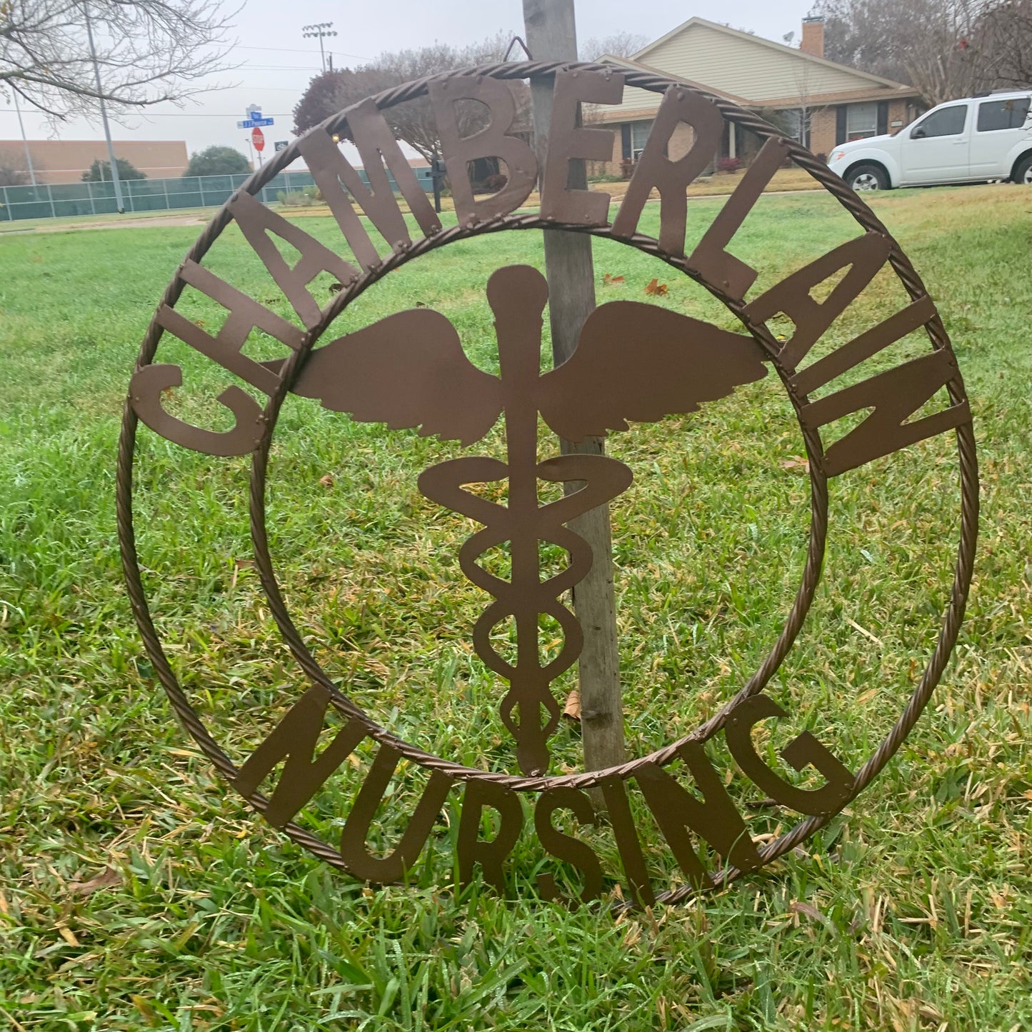 CHAMBERLAIN NURSING STYLE CUSTOM NAME SIGN MEDICAL LOGO HANDMADE