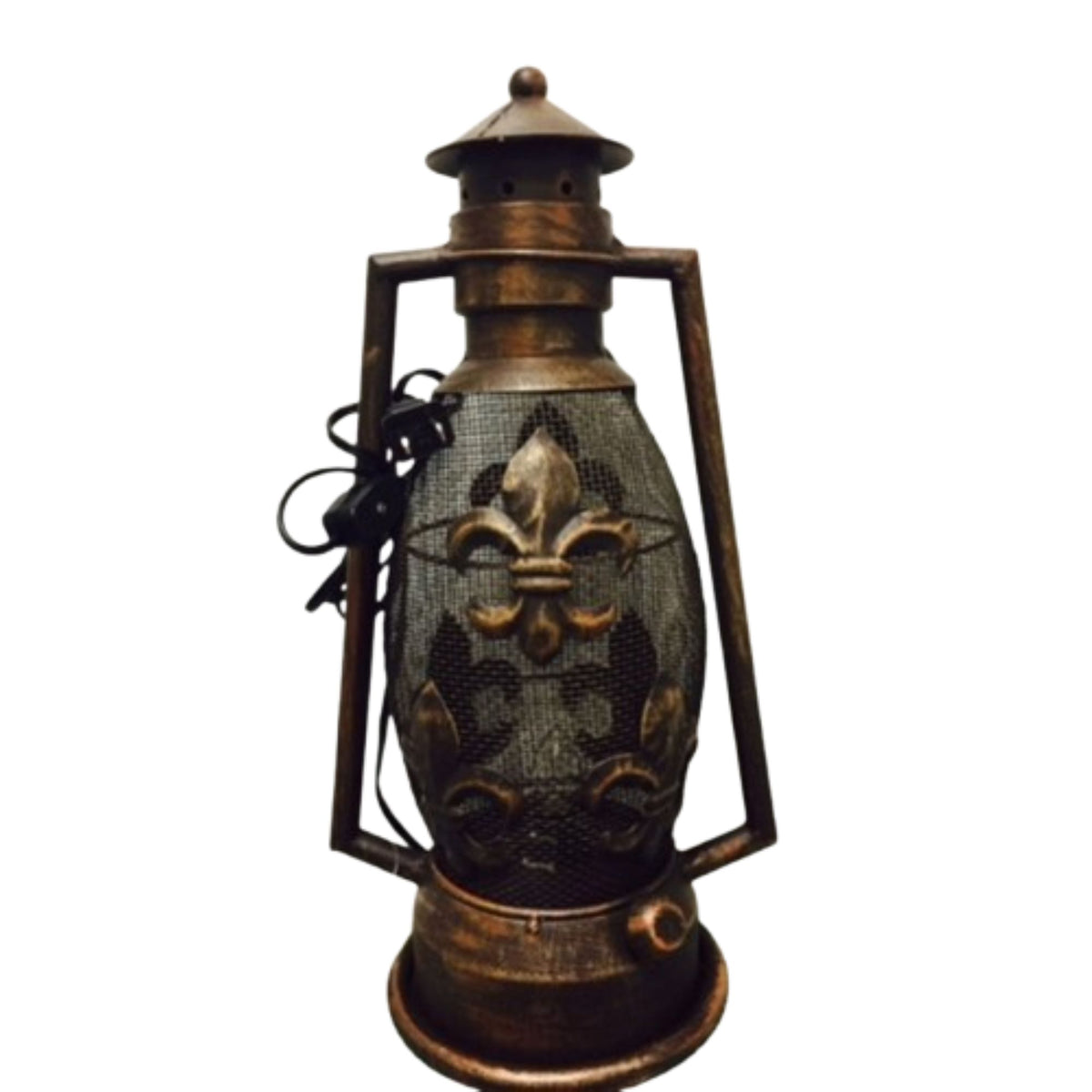 FLEUR DE LIS METAL ART ELECTRIC LANTERN LAMP WESTERN HOME WALL DECOR NEW #EH12731