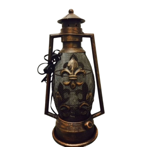 FLEUR DE LIS METAL ART ELECTRIC LANTERN LAMP WESTERN HOME WALL DECOR NEW #EH12731