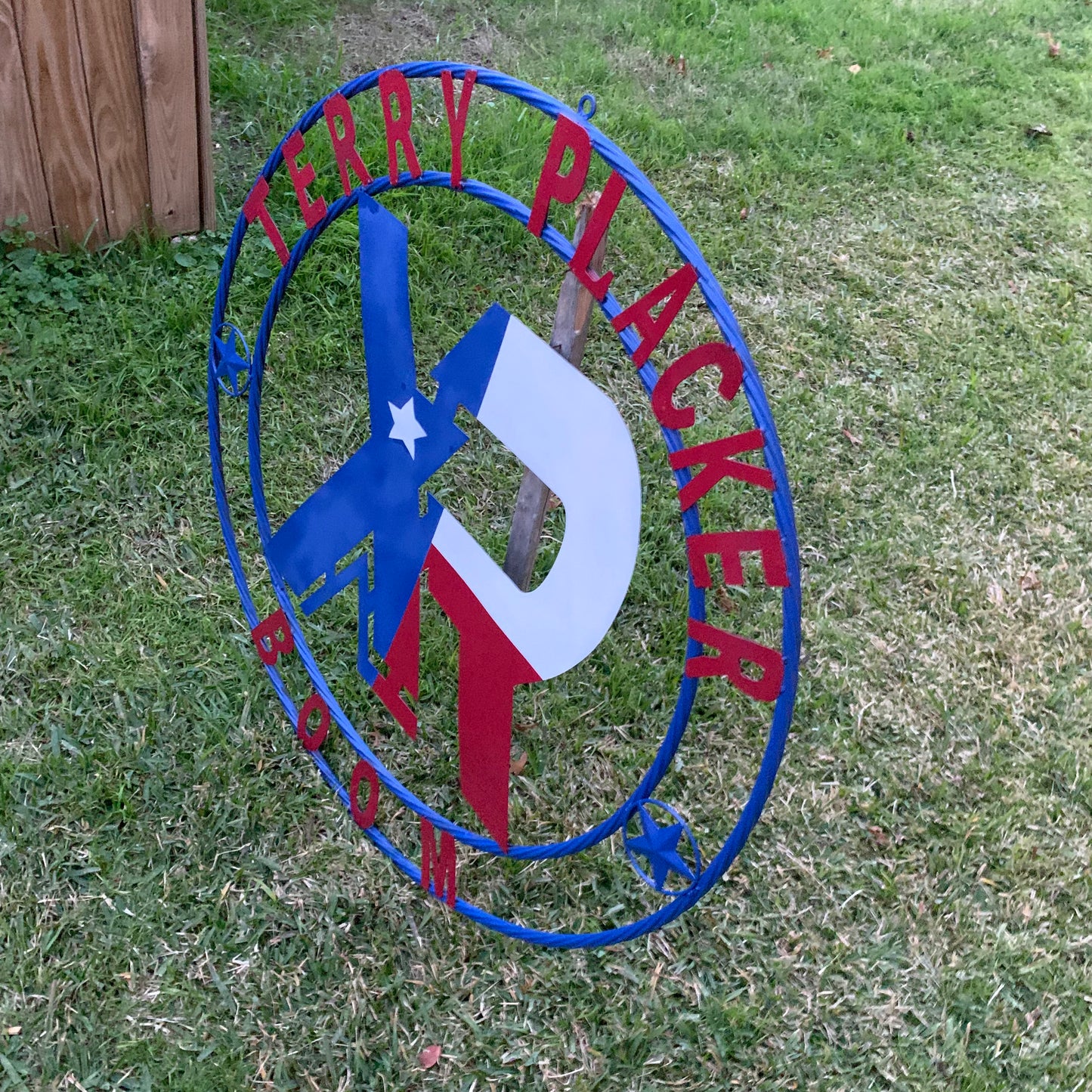 #EH11299 CUSTOM NAME XR ROOFING STYLE SIGN RED,WHITE & BLUE TEXAS FLAG LOGO HANDMADE