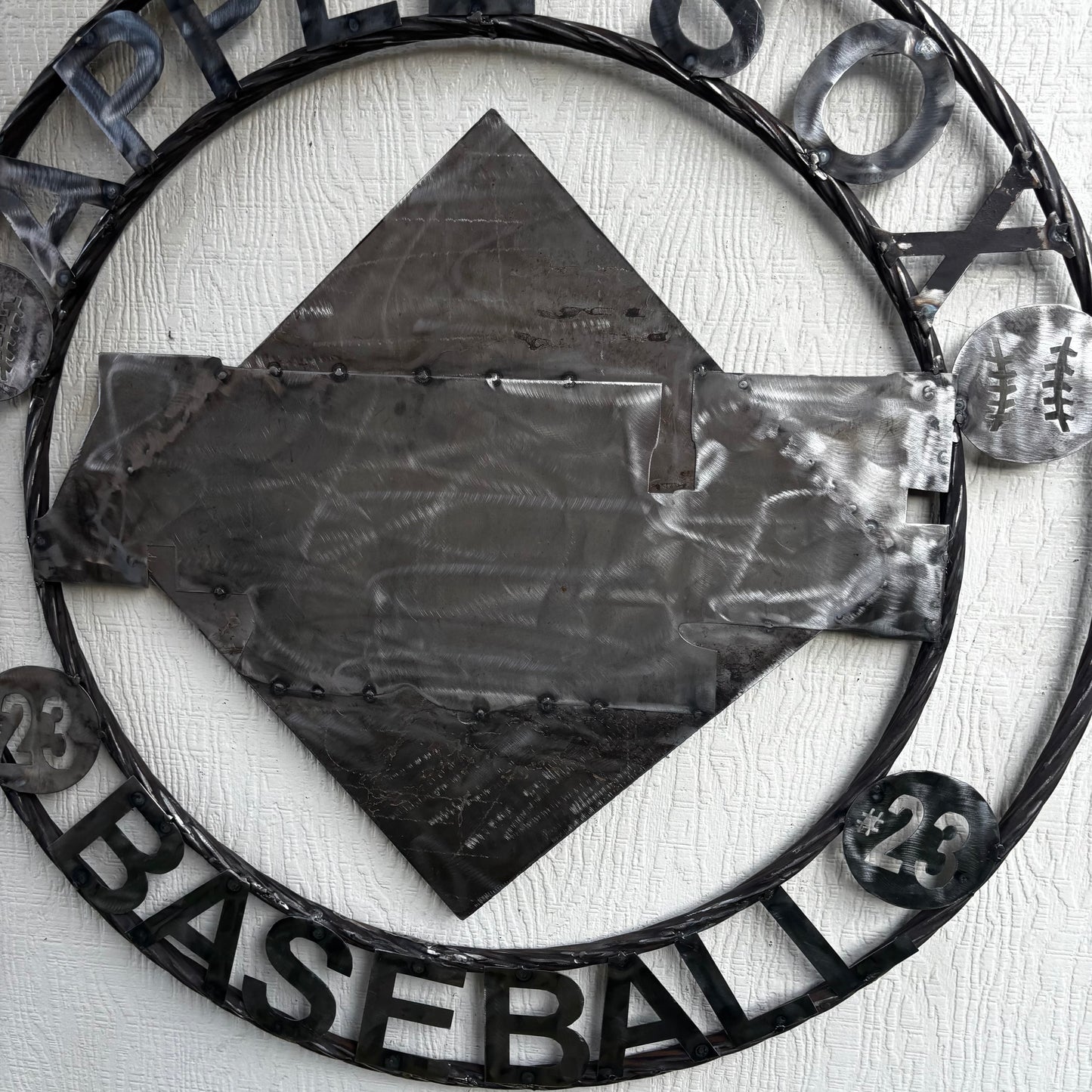 APPLE SOX BASEBALL CUSTOM METAL VINTAGE CRAFT SIGN TEAM NAVY BLUE WHITE RED HANDMADE