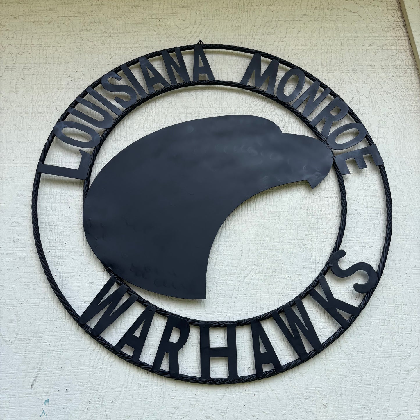 LOUISIANA MONROE WARHAWKS CUSTOM BLACK METAL VINTAGE CRAFT TEAM SIGN HANDMADE 18",24",32"