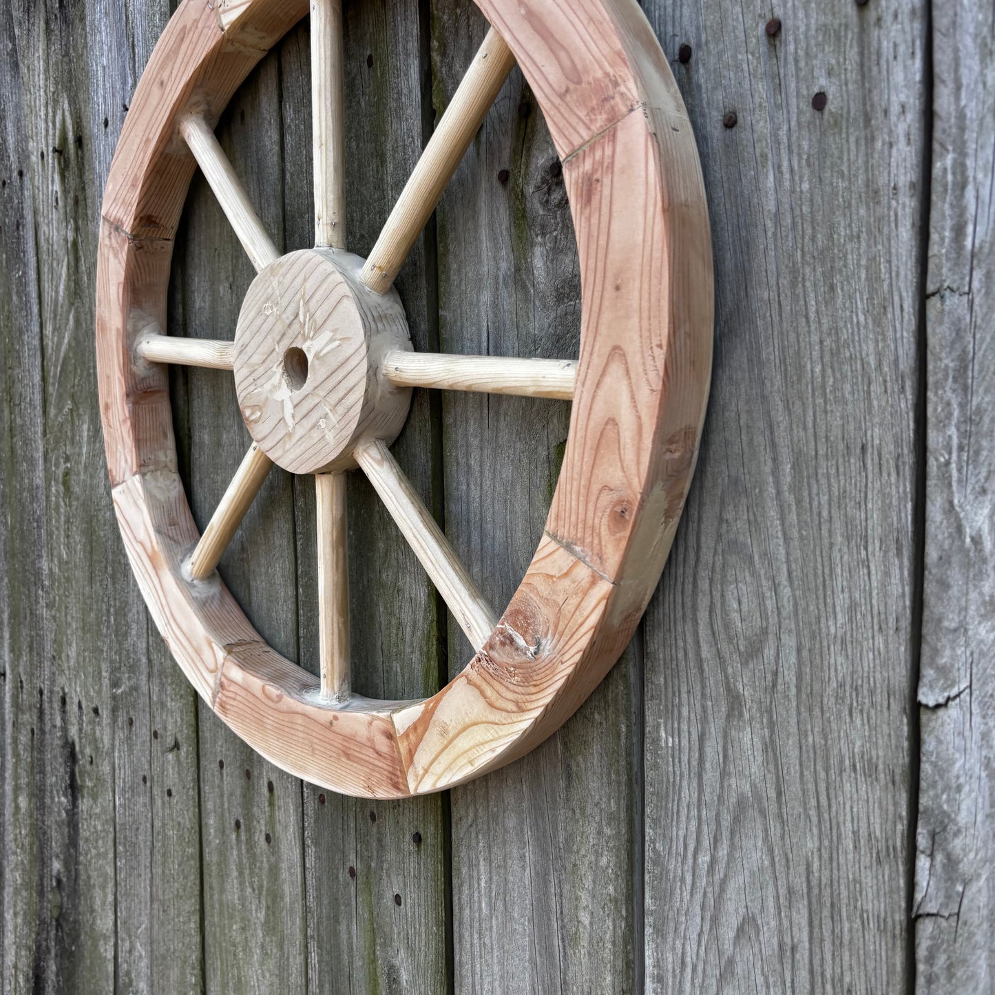 DECORATIVE WAGON WHEEL WOOD WALL ART WESTERN HOME DECOR HANDMADE TEXAS USA