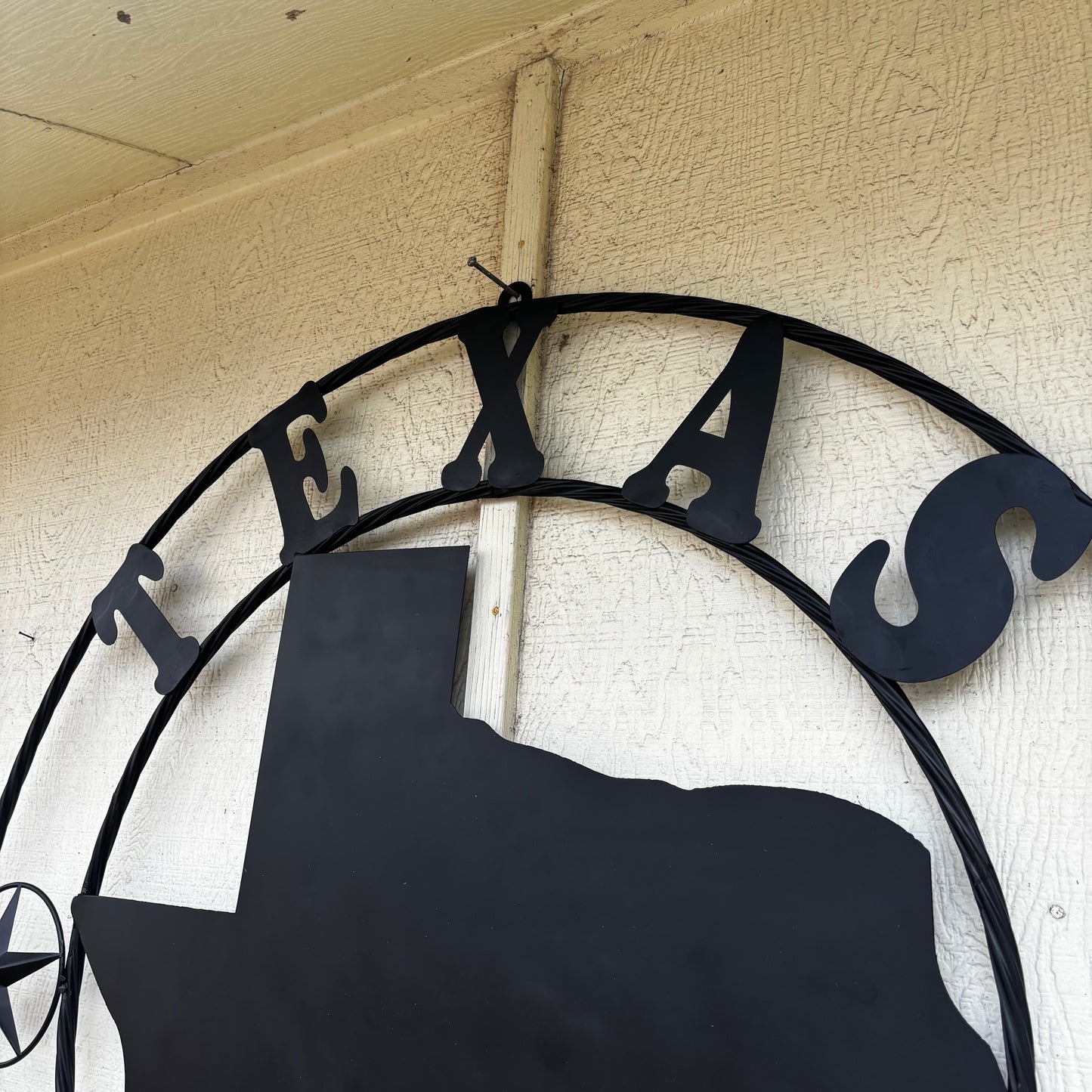 TEXAS STRONG BLACK METAL SIGN WESTERN HOME DECOR HANDMADE