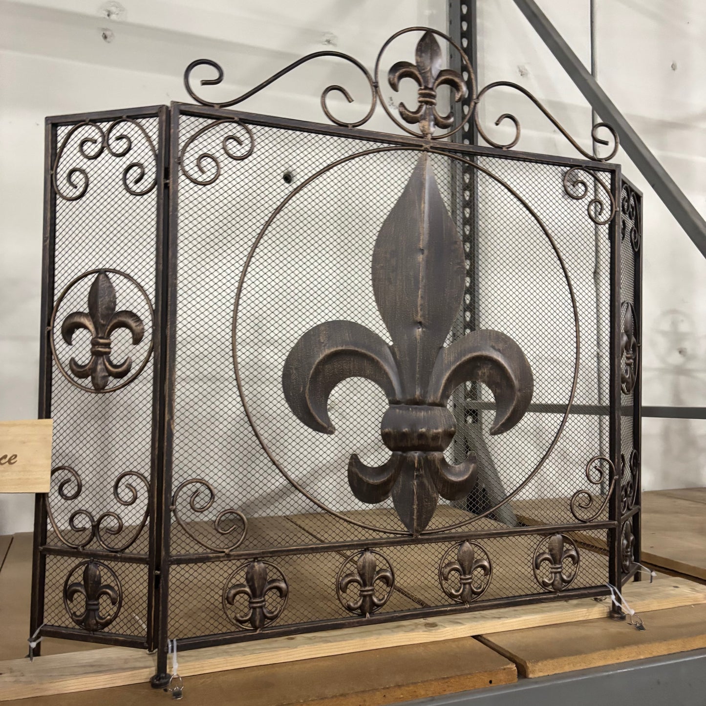 FLEUR DE LIS METAL FIREPLACE SCREEN 39" X 32.25" WESTERN HOME DECOR HANDMADE #EH80006