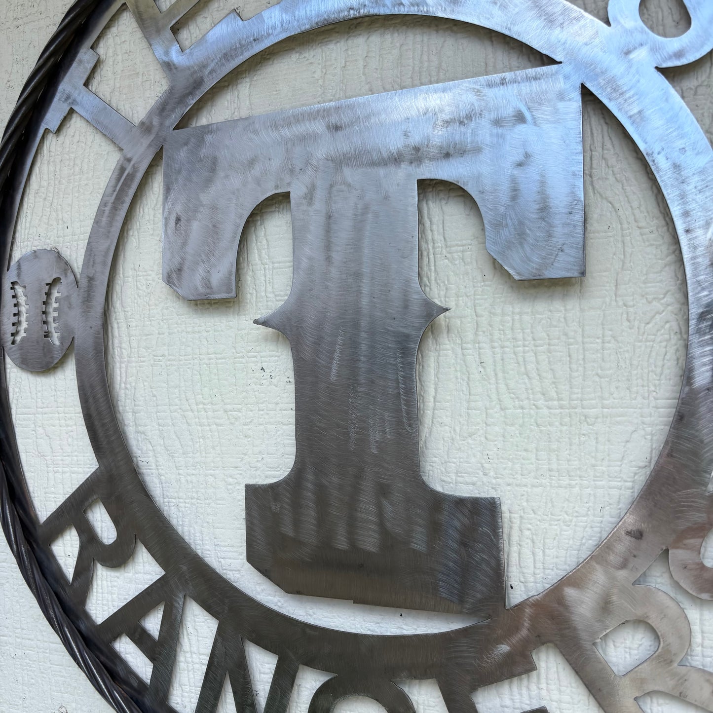 TEXAS RANGERS CUSTOM RAW METAL VINTAGE CRAFT TEAM SIGN TWISTED ROPE RING HANDMADE