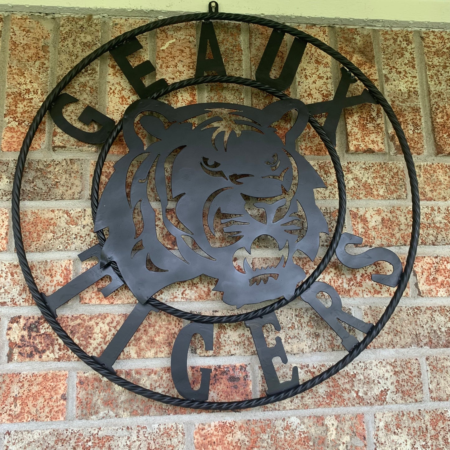 GEAUX TIGERS BLACK CUSTOM METAL VINTAGE CRAFT SIGN TEAM HANDMADE