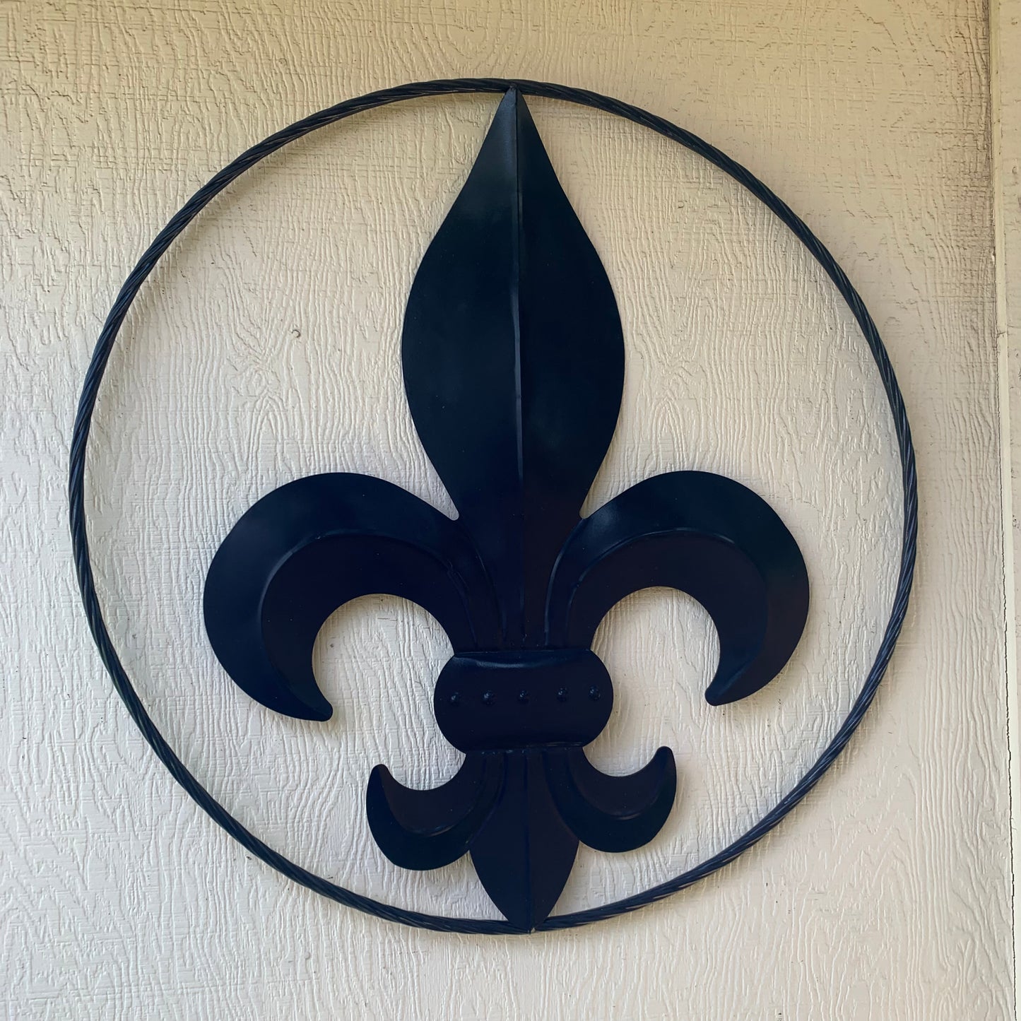 NAVY BLUE 24",36" FLEUR DE LIS METAL WALL ART SIGN WESTERN HOME DECOR HANDMADE NEW #EH10764
