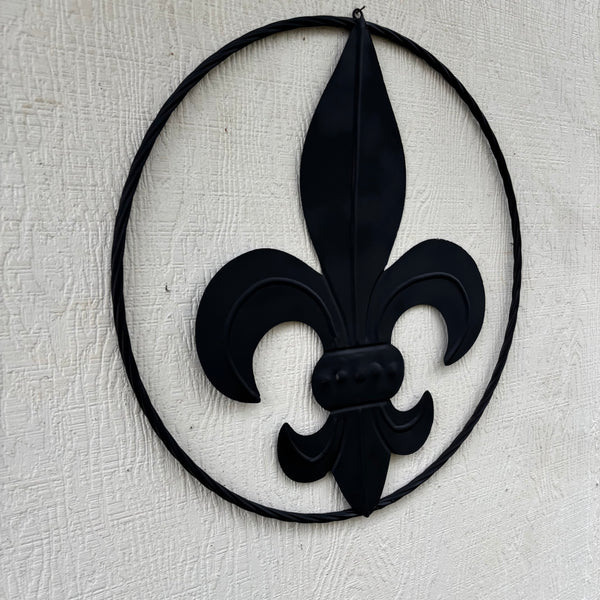 FLEUR DE LIS BLACK FLAT METAL WALL ART SIGN WESTERN HOME DECOR HANDMADE NEW 12",18",24",32"