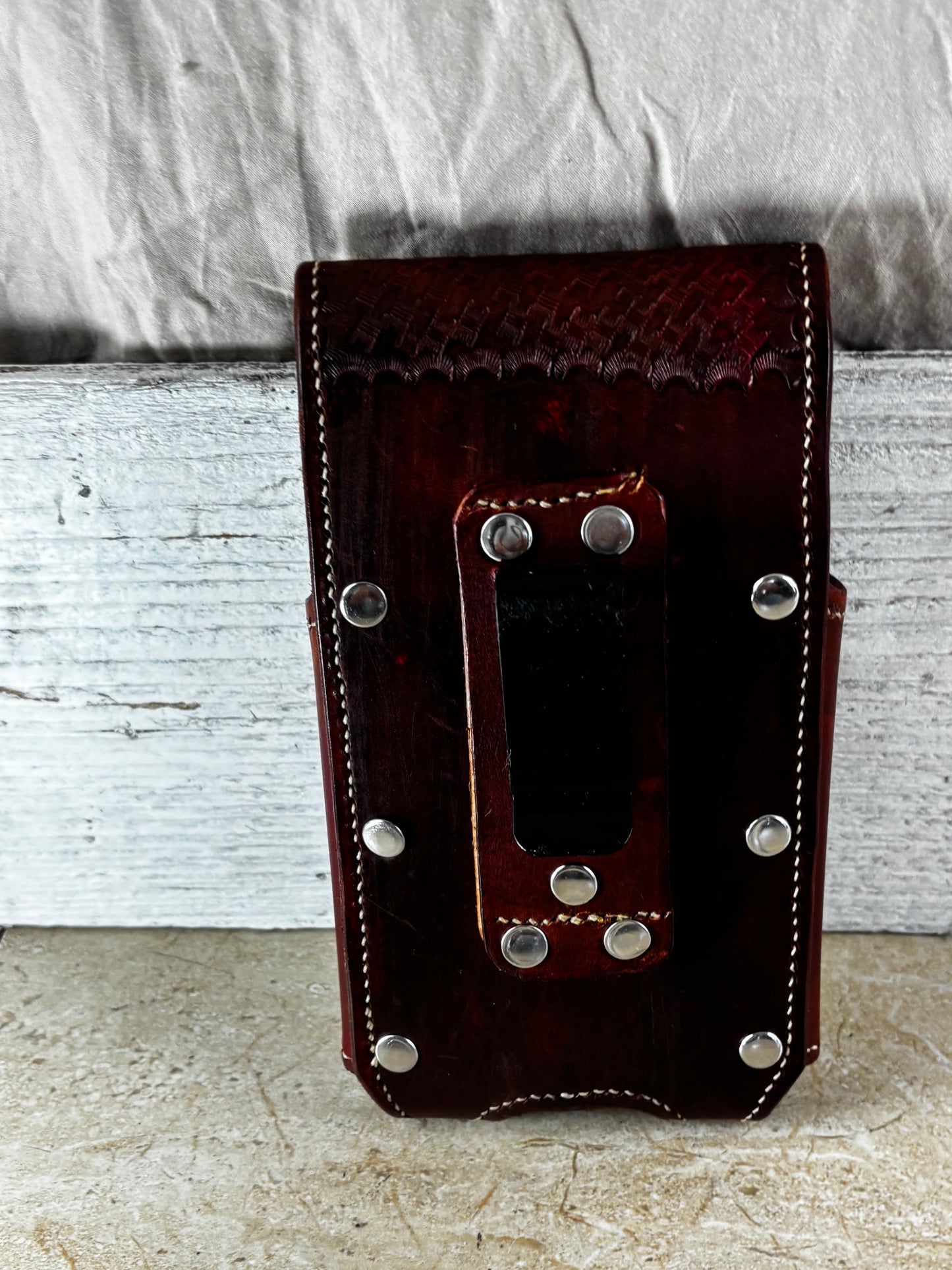 7" LONE STAR LEATHER HOLSTER BROWN STAR POUCH EXTRA LARGE  BELT LOOP CLIP CELL PHONE CASE UNIVERSAL HANDMADE #EH13808