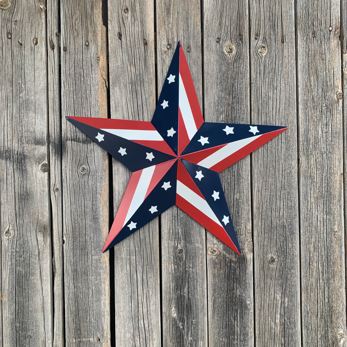 USA BARN STAR AMERICAN FLAG STAR RED WHITE & BLUE METAL STAR HANDMADE NEW 12",24",30" #EH11753