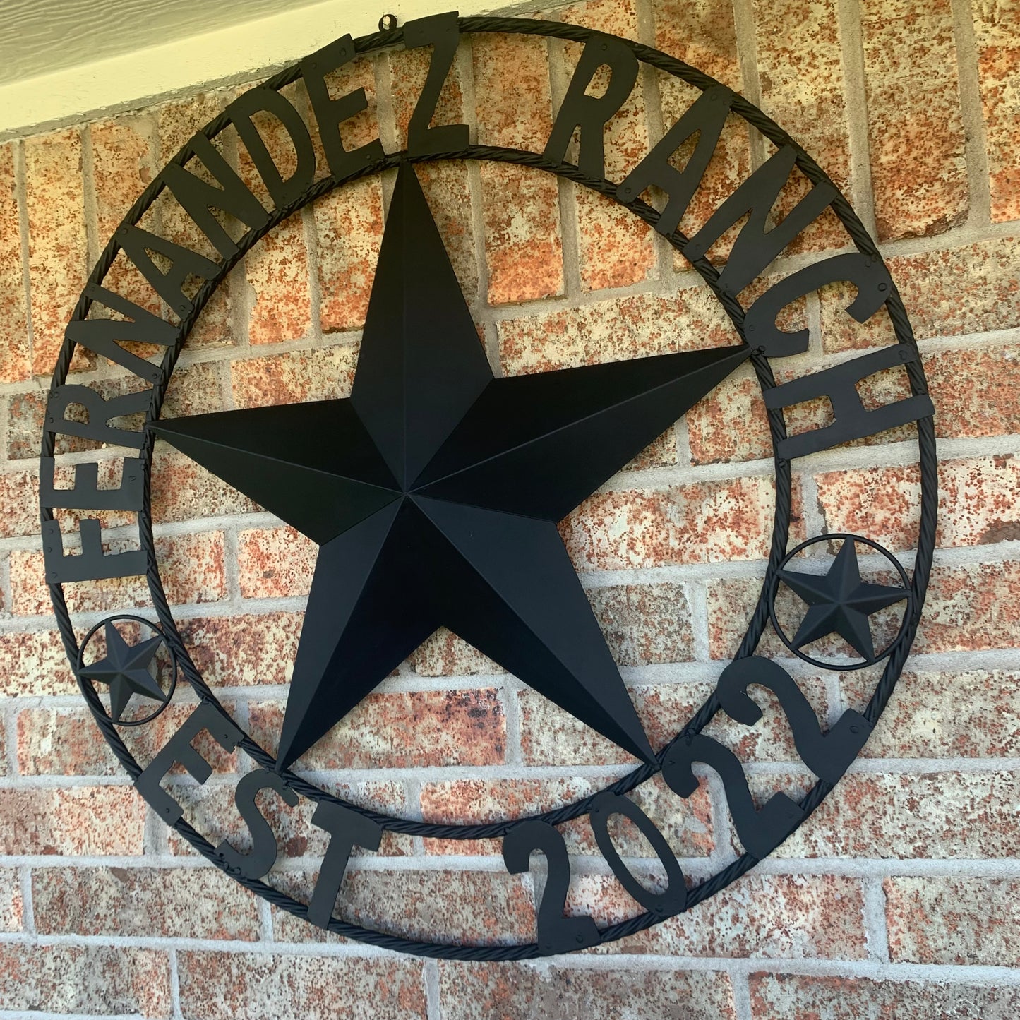 FERNANDEZ RANCH STYLE YOUR CUSTOM NAME STAR BARN STAR METAL LONE STAR WESTERN HOME DECOR RUSTIC BLACK HANDMADE 24",32",36",50"