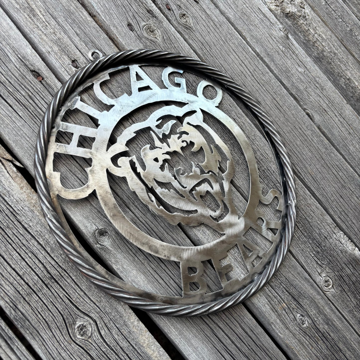 CHICAGO BEARS CUSTOM RAW METAL VINTAGE CRAFT SIGN TEAM HANDMADE STYLE# 3