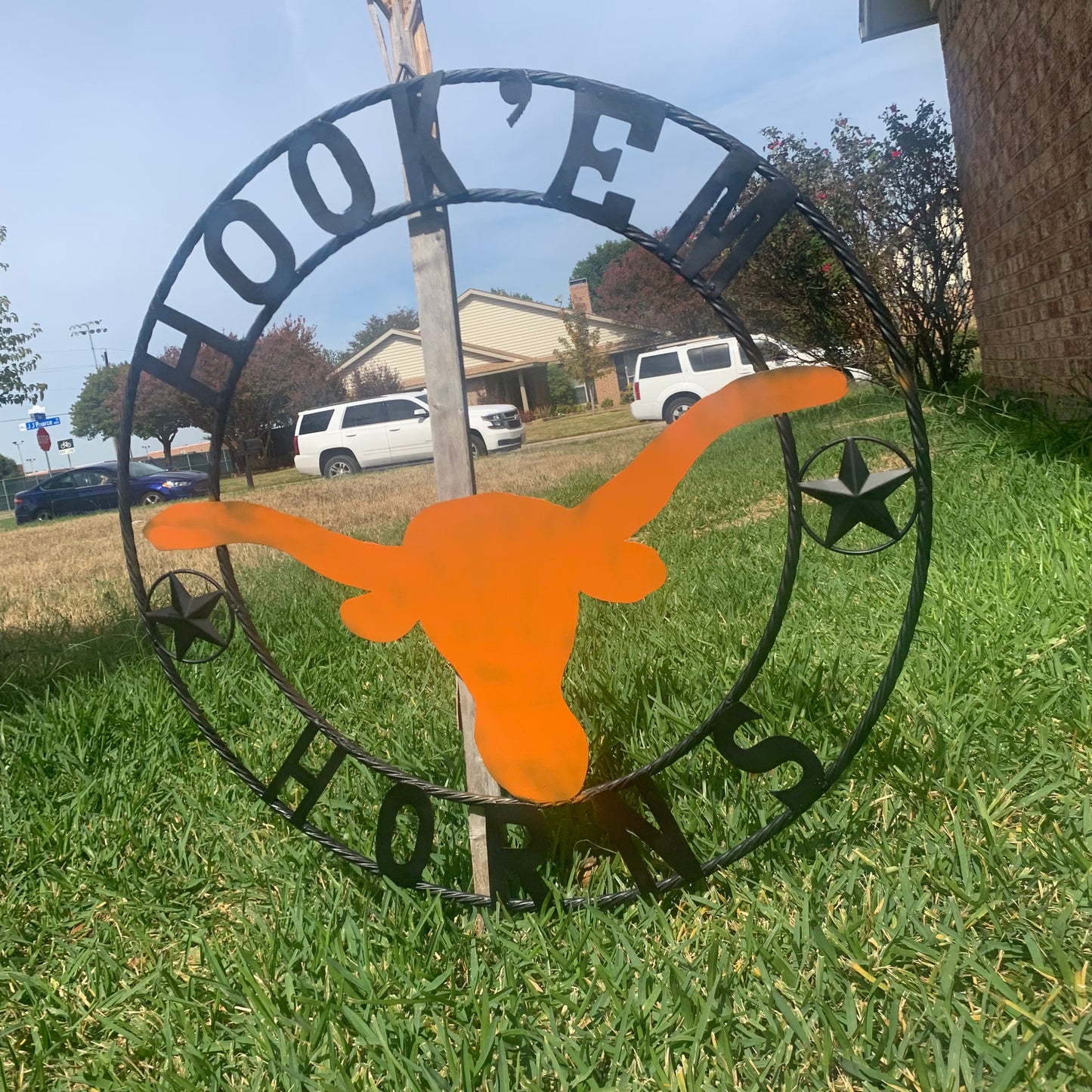 HOOKEM HORNS WITH LONE STAR TEXAS LONGHORNS HOOK EM METAL CUSTOM VINTAGE CRAFT WALL ART TEAM SIGN HANDMADE