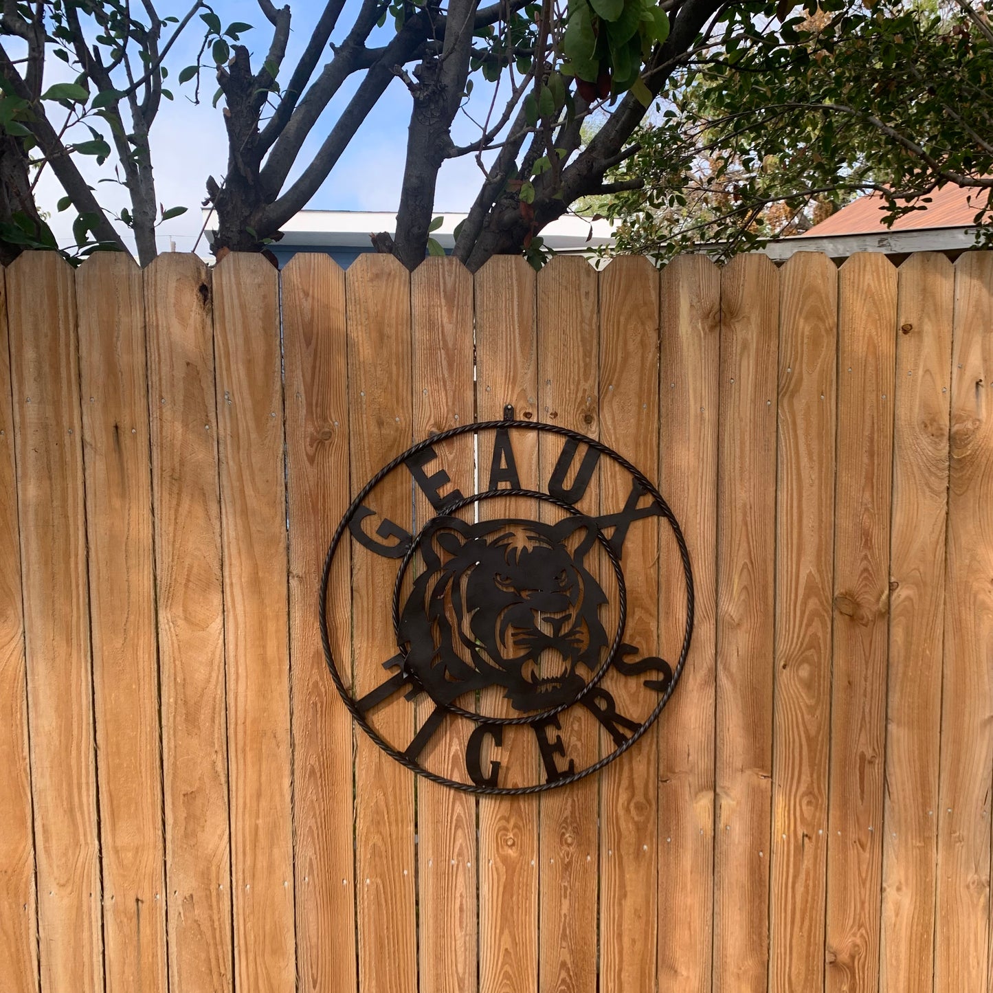 GEAUX TIGERS BLACK CUSTOM METAL VINTAGE CRAFT SIGN TEAM HANDMADE