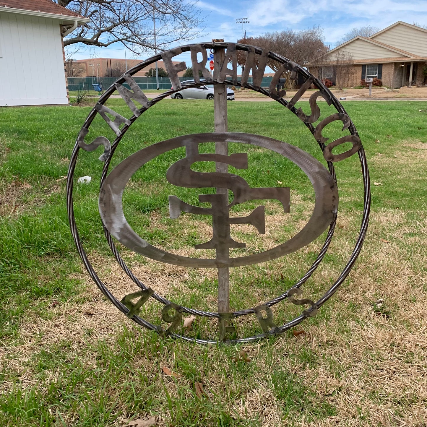 36" SAN FRANCISCO 49ERS CUSTOM RAW METAL VINTAGE CRAFT TEAM SIGN HAND MADE IN USA