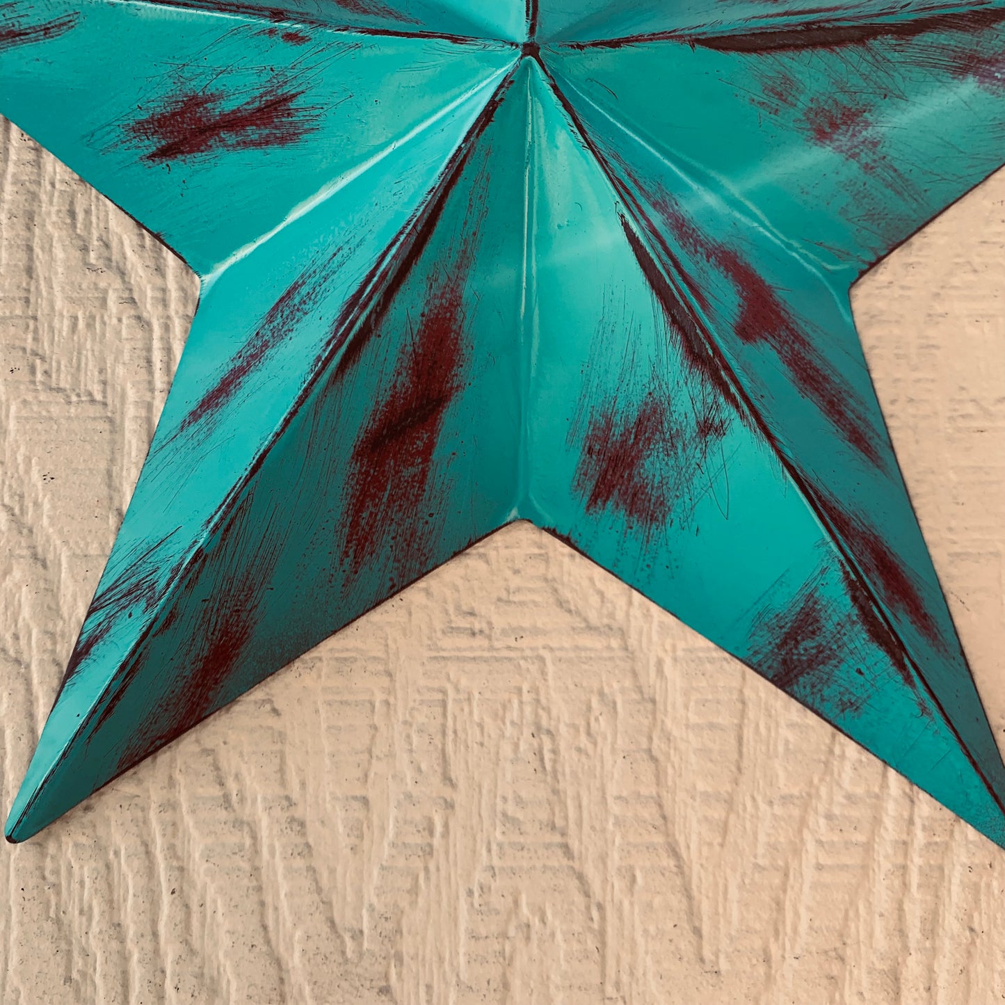 TURQUOISE DISTRESSED TWO TONE BARN STAR METAL ART WESTERN HOME DECOR HANDMADE NEW