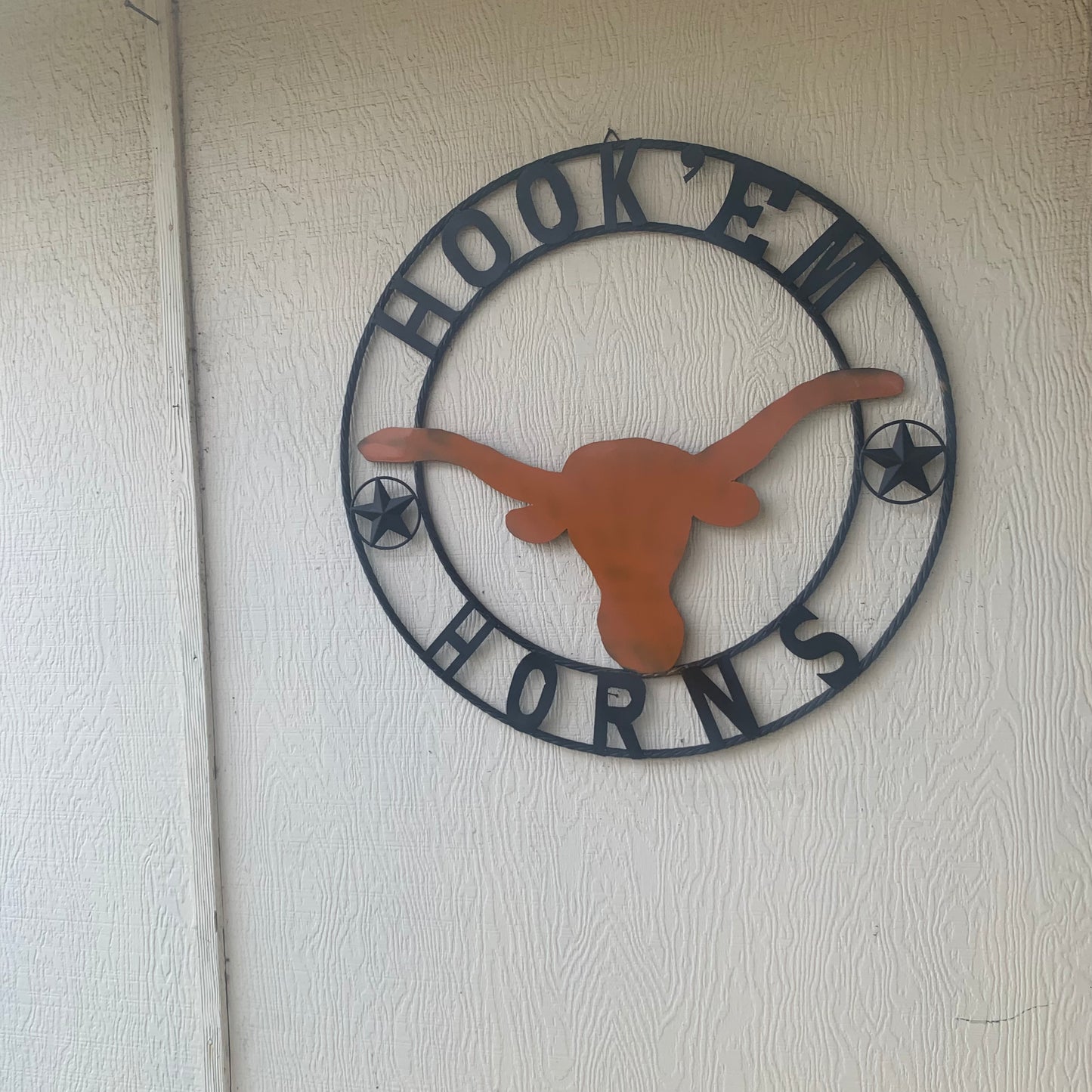 HOOKEM HORNS WITH LONE STAR TEXAS LONGHORNS HOOK EM METAL CUSTOM VINTAGE CRAFT WALL ART TEAM SIGN HANDMADE