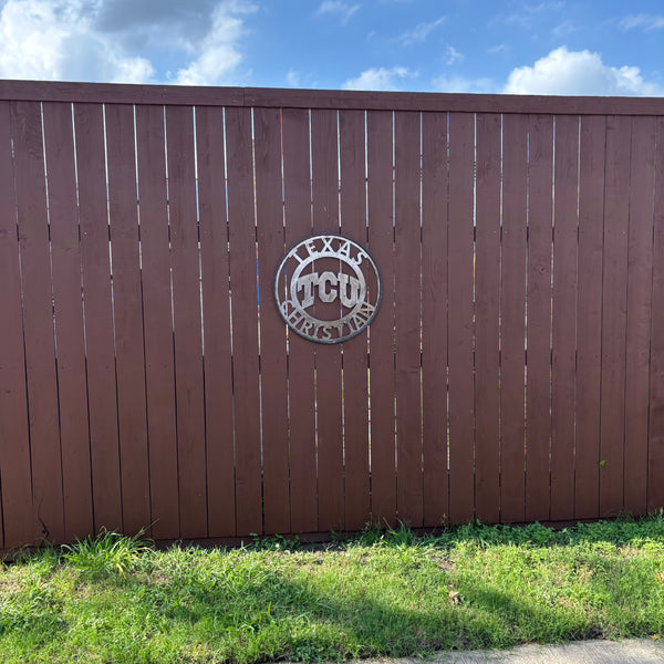 TCU TEXAS CHRISTIAN CUSTOM RAW METAL VINTAGE CRAFT TEAM SIGN UNPAINTED HANDMADE