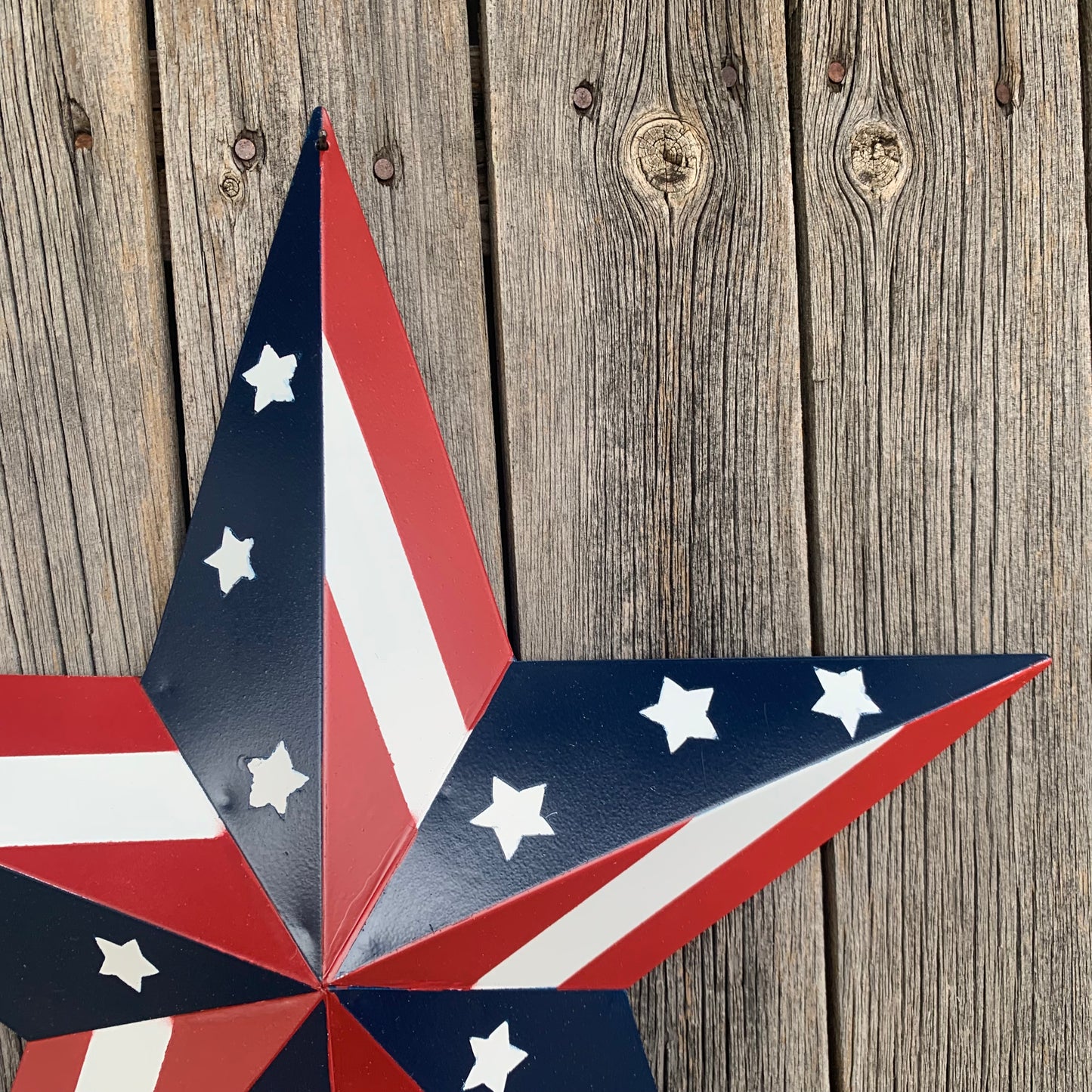 USA BARN STAR AMERICAN FLAG STAR RED WHITE & BLUE METAL STAR HANDMADE NEW 12",24",30" #EH11753