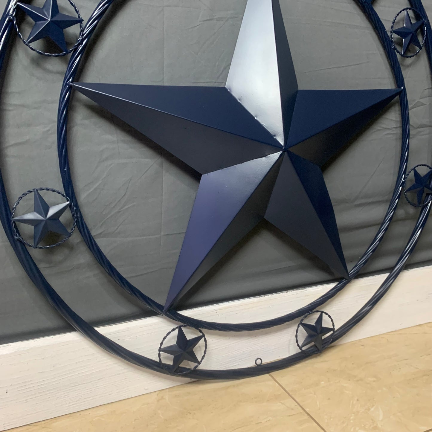 HOBBY STYLE CUSTOM NAME STAR BARN METAL STAR 3d TWISTED ROPE RING WESTERN HOME DECOR RUSTIC NAVY BLUE HANDMADE 24",32",36",50"