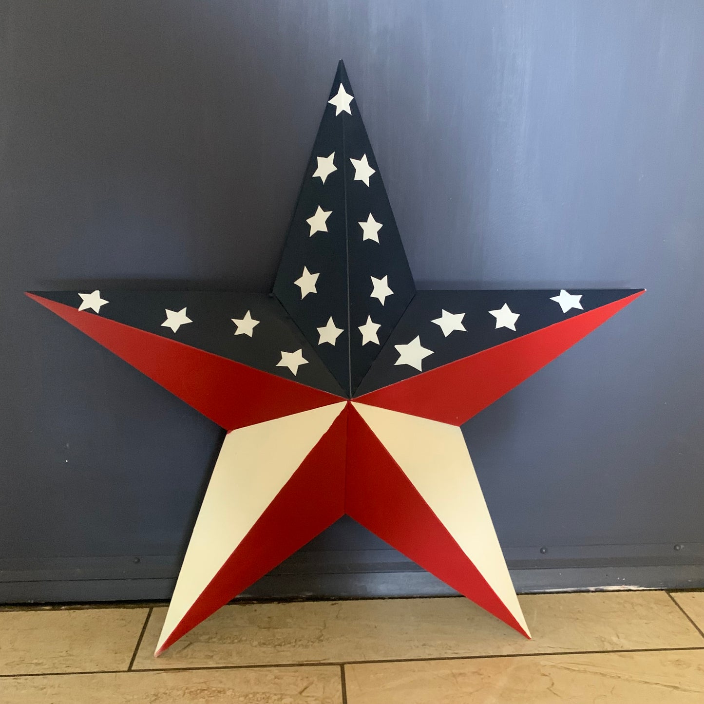 16",24",30",36" USA AMERICAN FLAG STAR RED WHITE & BLUE METAL BARN STAR STYLE# 6 HANDMADE #EH13523