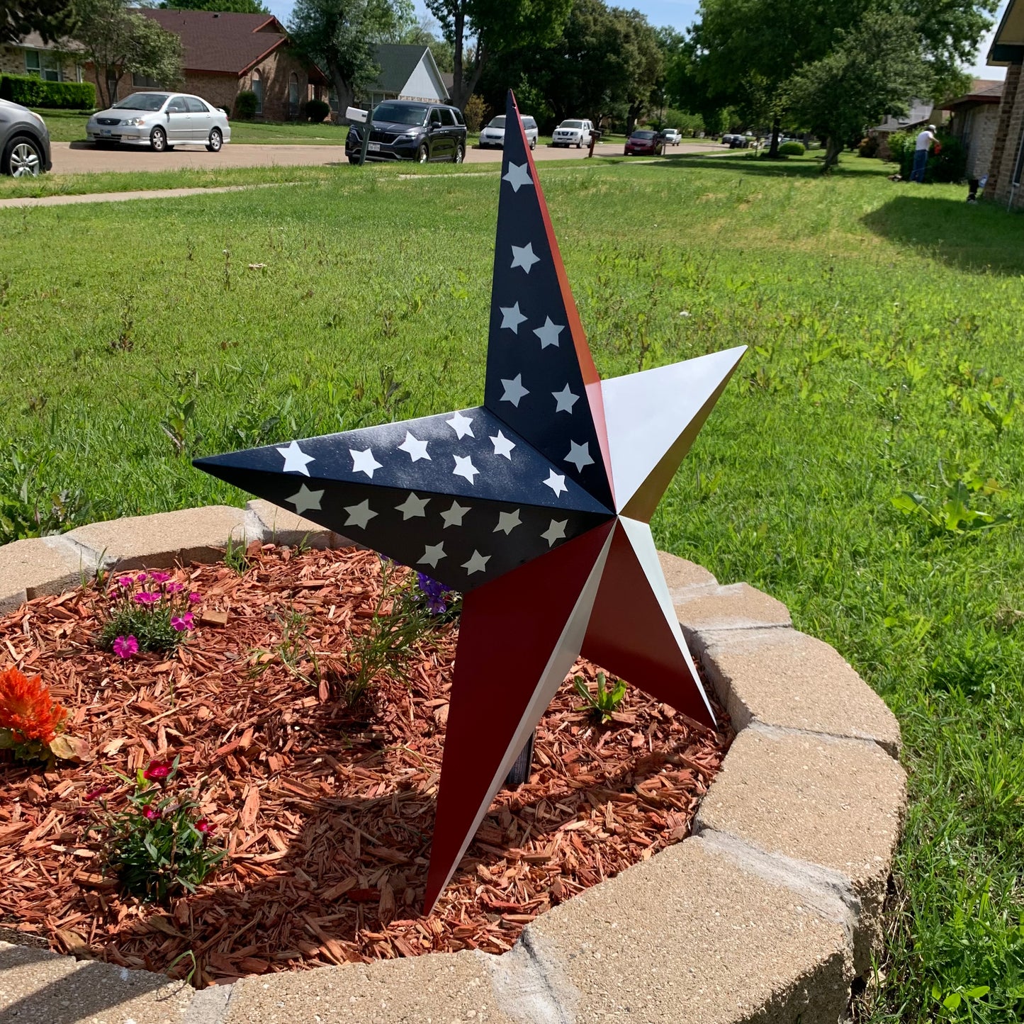 USA FLAG STAR STYLE# 5 RED WHITE & BLUE AMERICANA METAL BARN STAR WALL ART HANDMADE TO ORDER NEW #EH13380