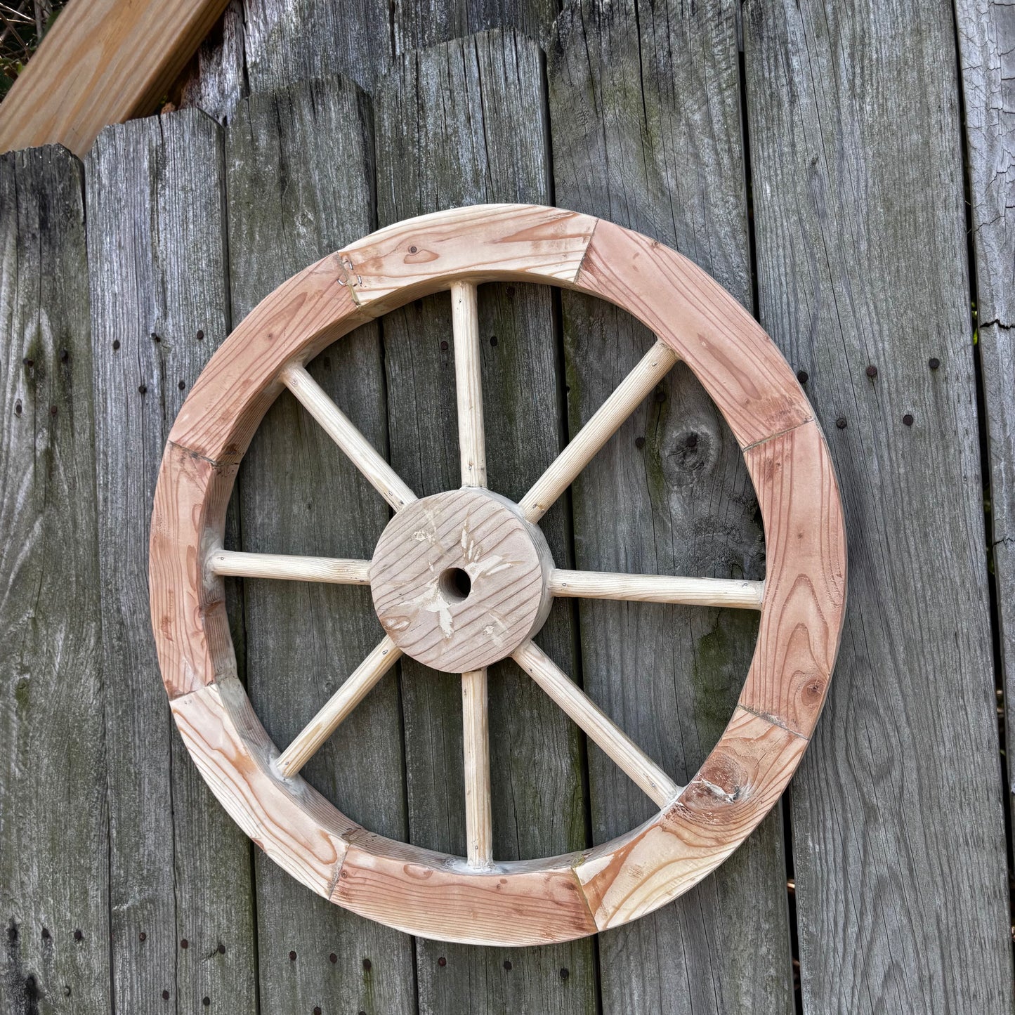 DECORATIVE WAGON WHEEL WOOD WALL ART WESTERN HOME DECOR HANDMADE TEXAS USA