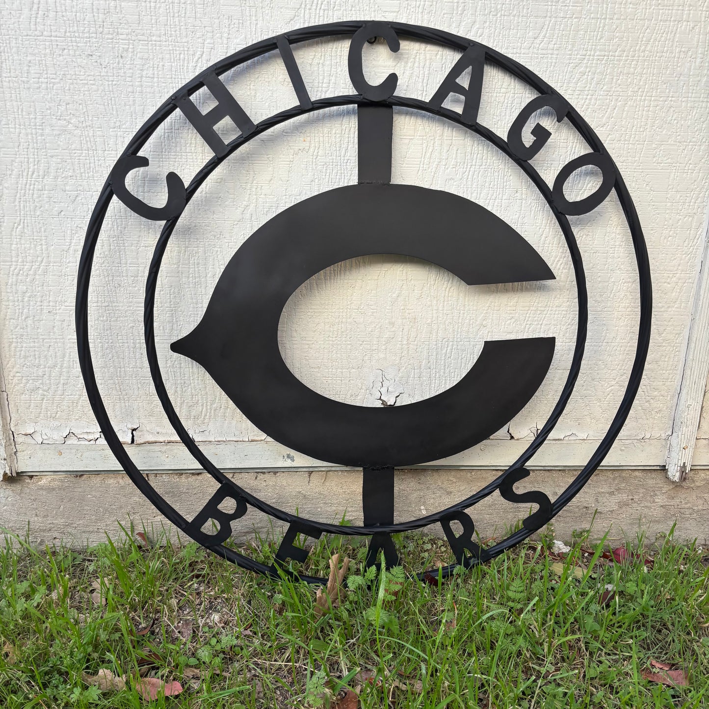 CHICAGO BEARS CUSTOM METAL VINTAGE CRAFT SIGN TEAM RISTIC BLACK HANDMADE
