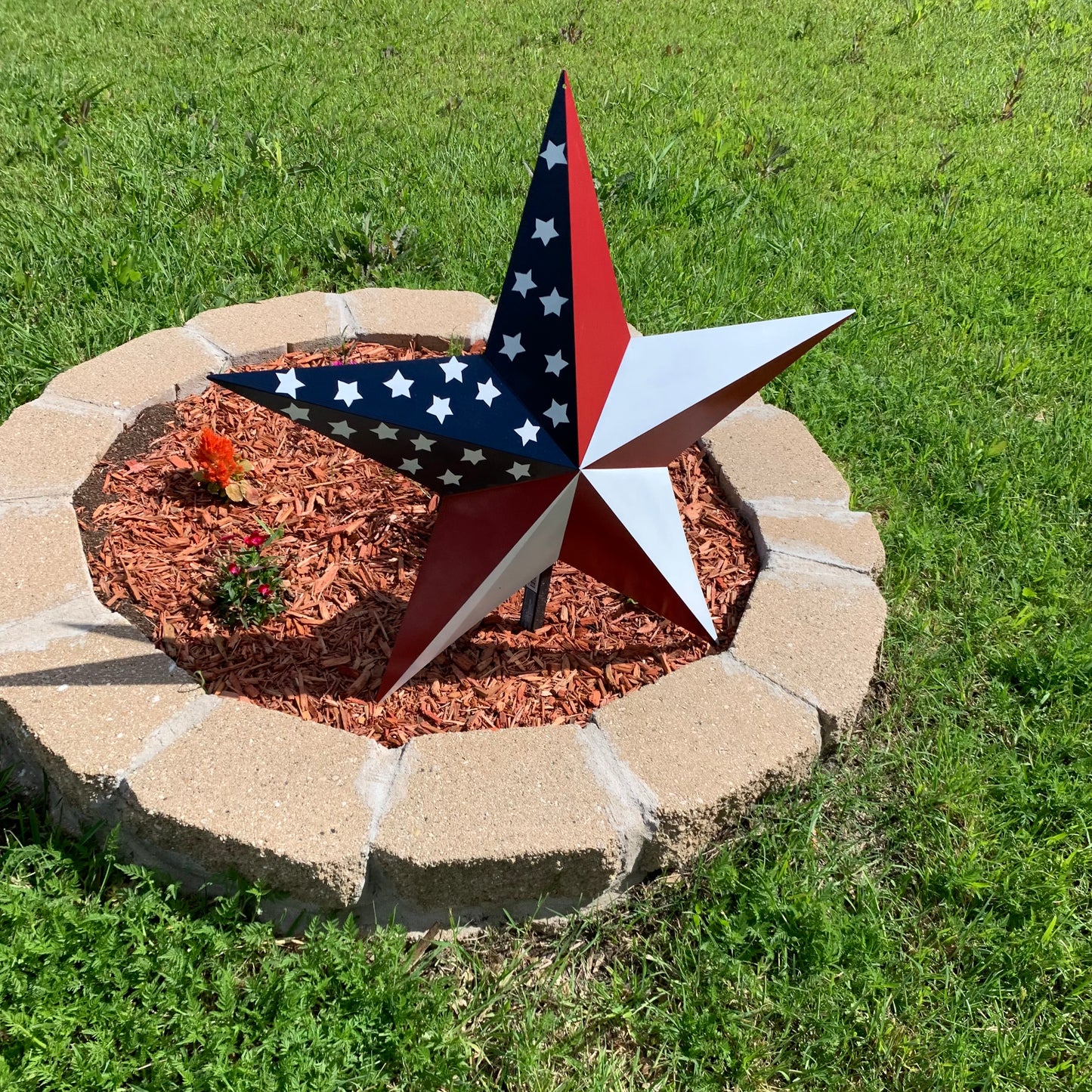 USA FLAG STAR STYLE# 5 RED WHITE & BLUE AMERICANA METAL BARN STAR WALL ART HANDMADE TO ORDER NEW #EH13380